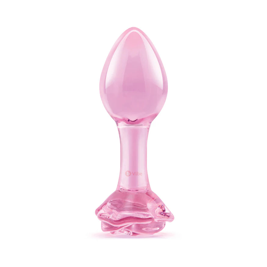 B Vibe Pink Roses Glass Butt Plug Training Set 2Pc