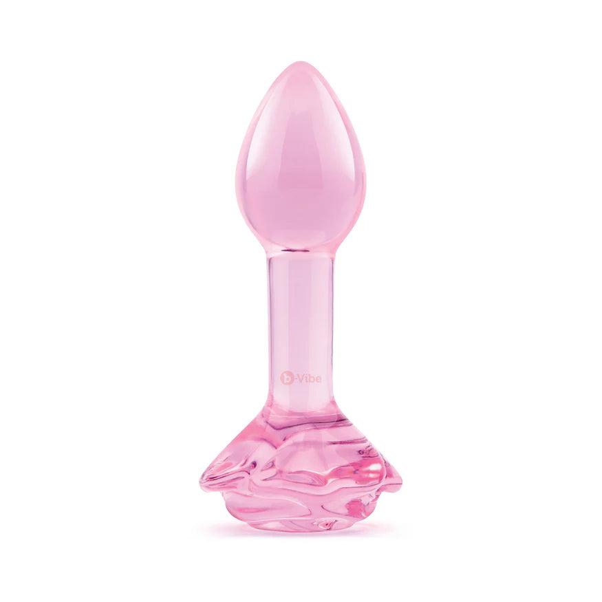 B Vibe Pink Roses Glass Butt Plug Training Set 2Pc