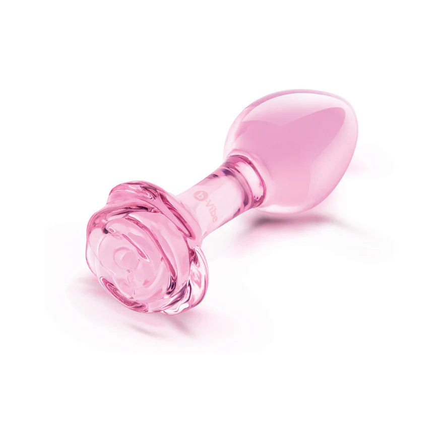 B Vibe Pink Roses Glass Butt Plug Training Set 2Pc