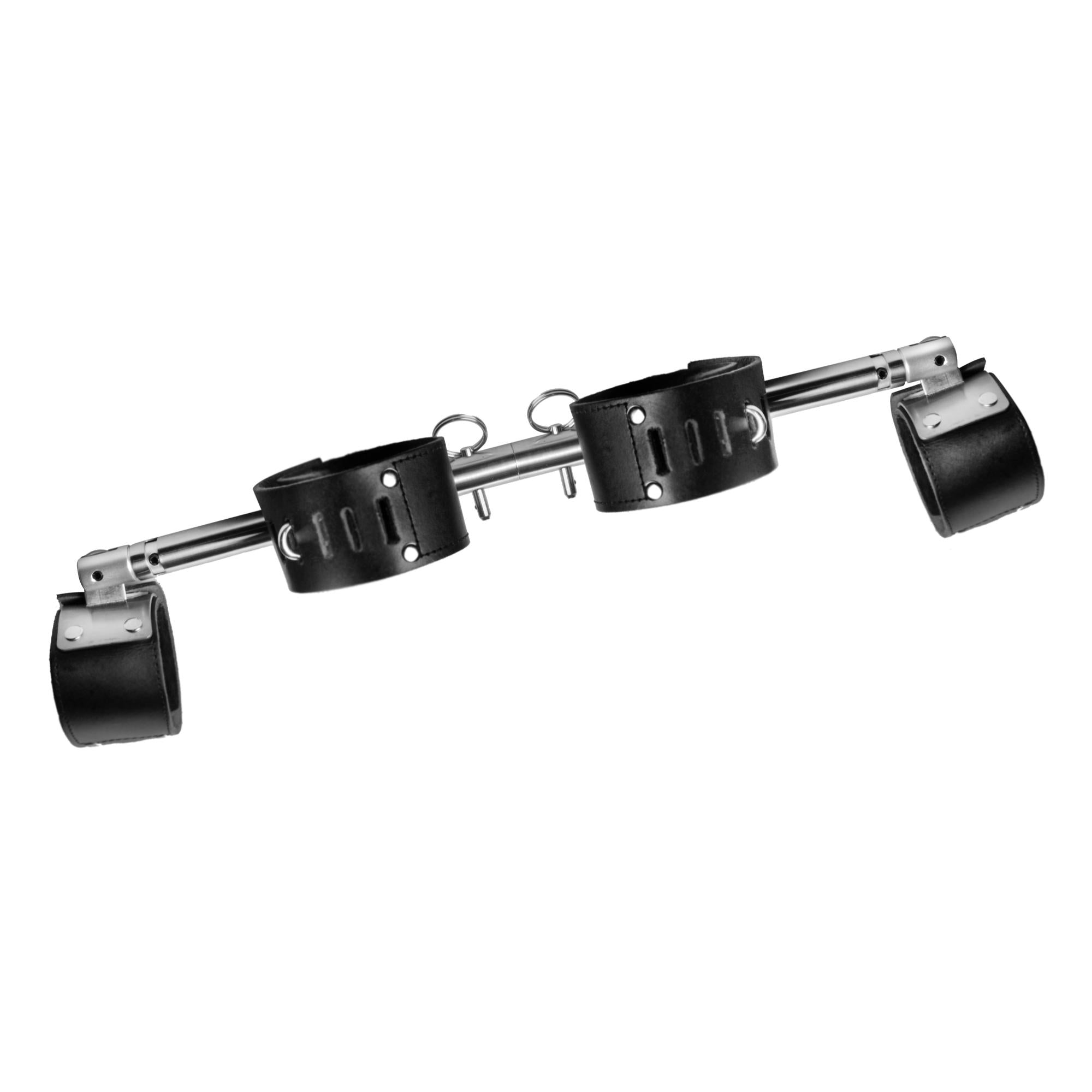 Strict Leather Adjustable Swiveling Spreader Bar with Leather Cuffs