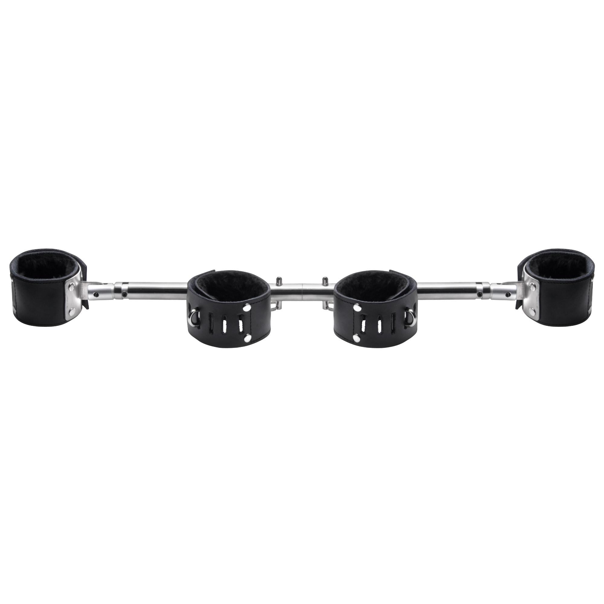 Strict Leather Adjustable Swiveling Spreader Bar with Leather Cuffs