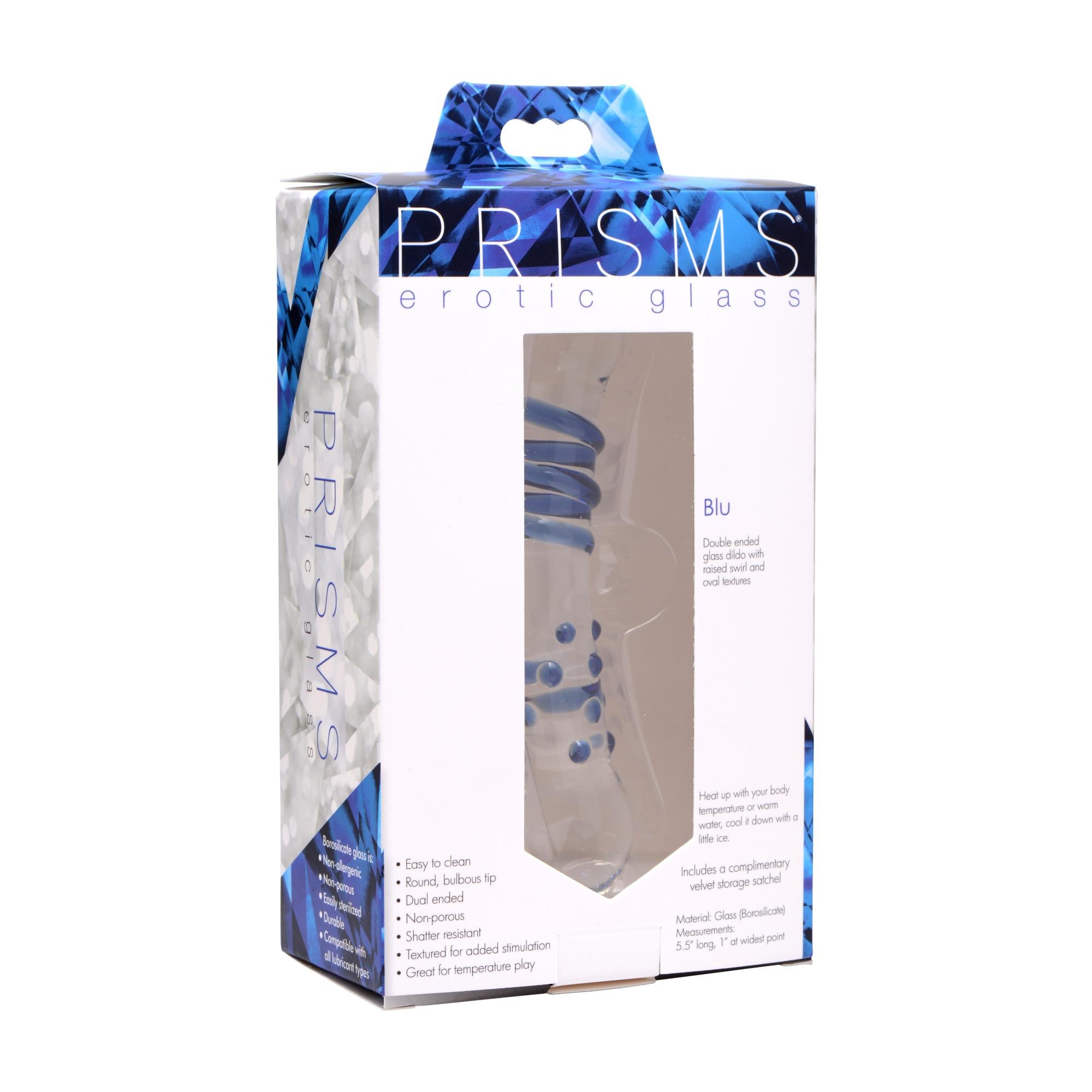 Prisms Erotic Glass Blu Dual Ended Glass Dildo