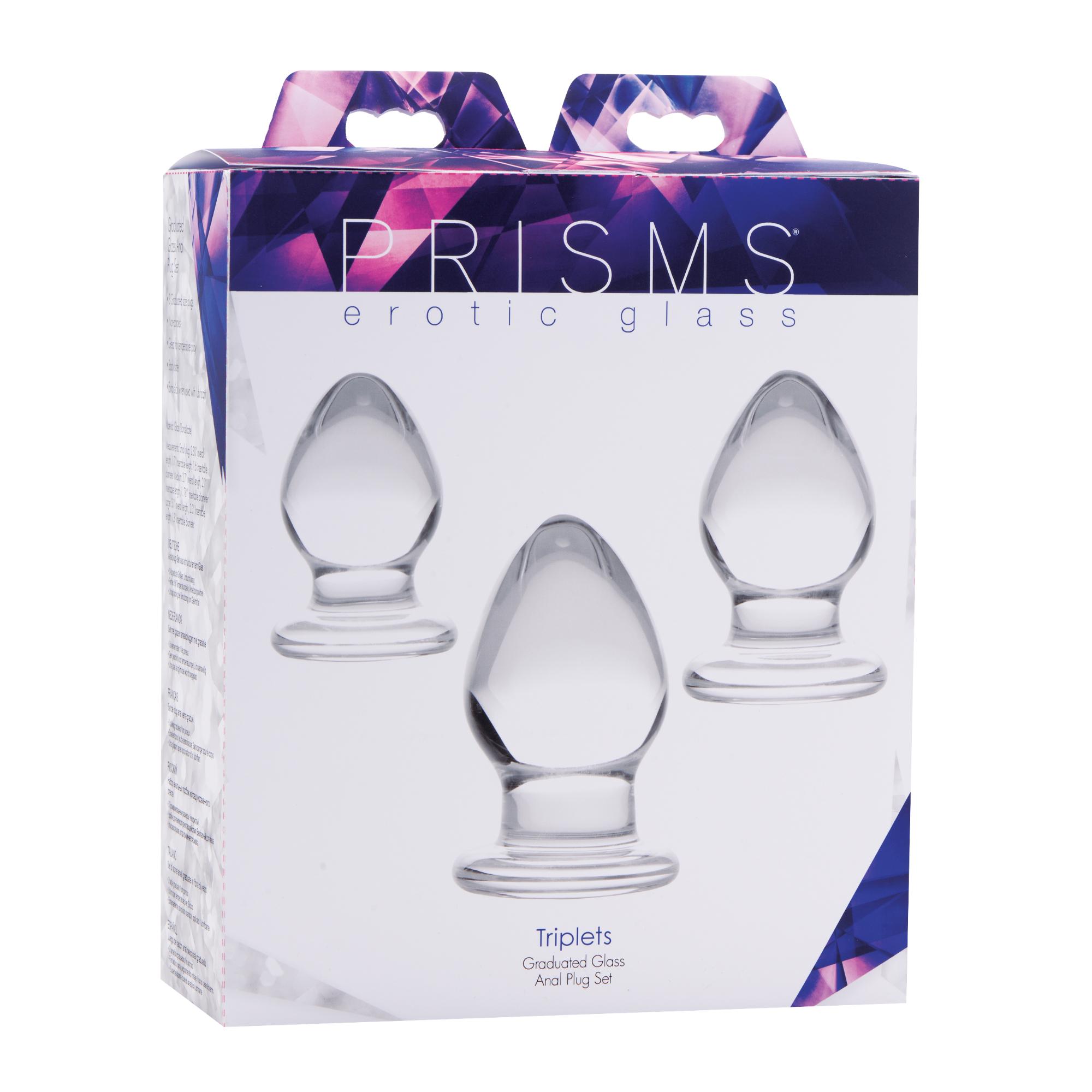 Prisms Erotic Glass Triplets 3 Piece Glass Anal Plug Kit