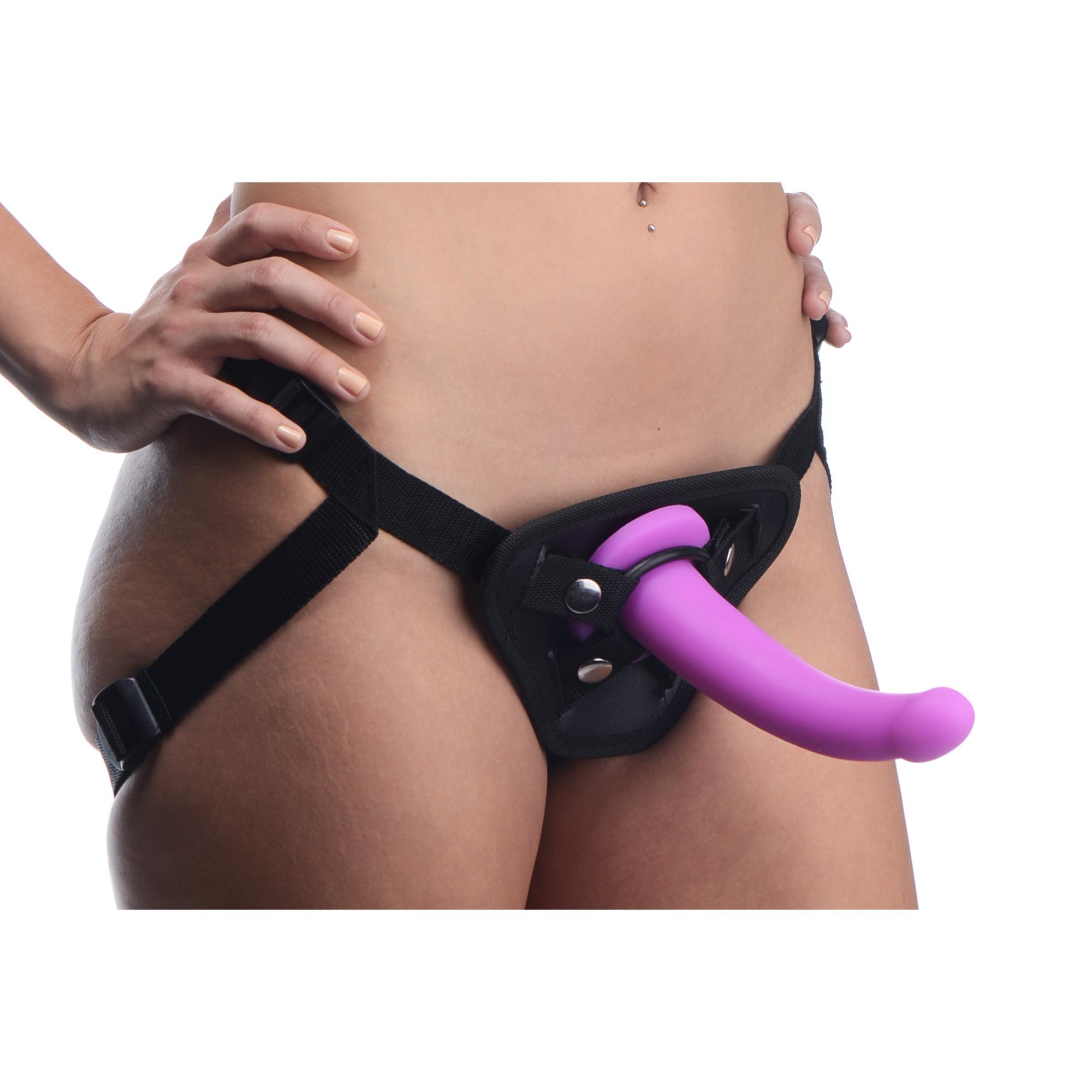 Strap U Navigator Silicone G-Spot Dildo with Harness