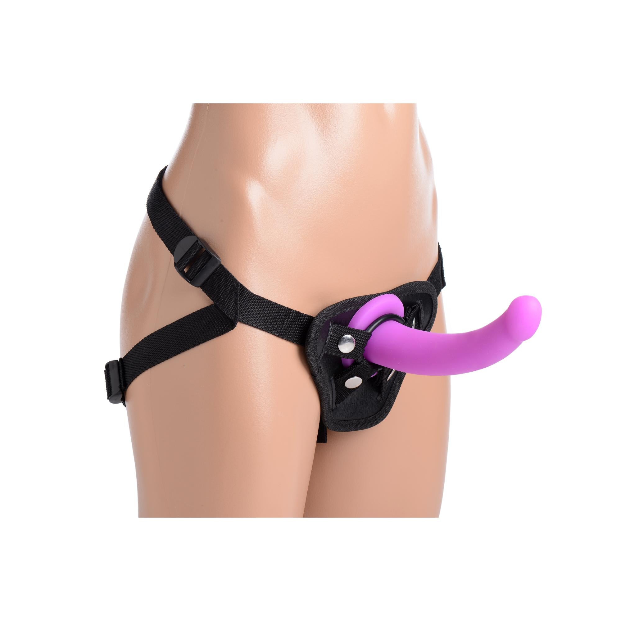 Strap U Navigator Silicone G-Spot Dildo with Harness