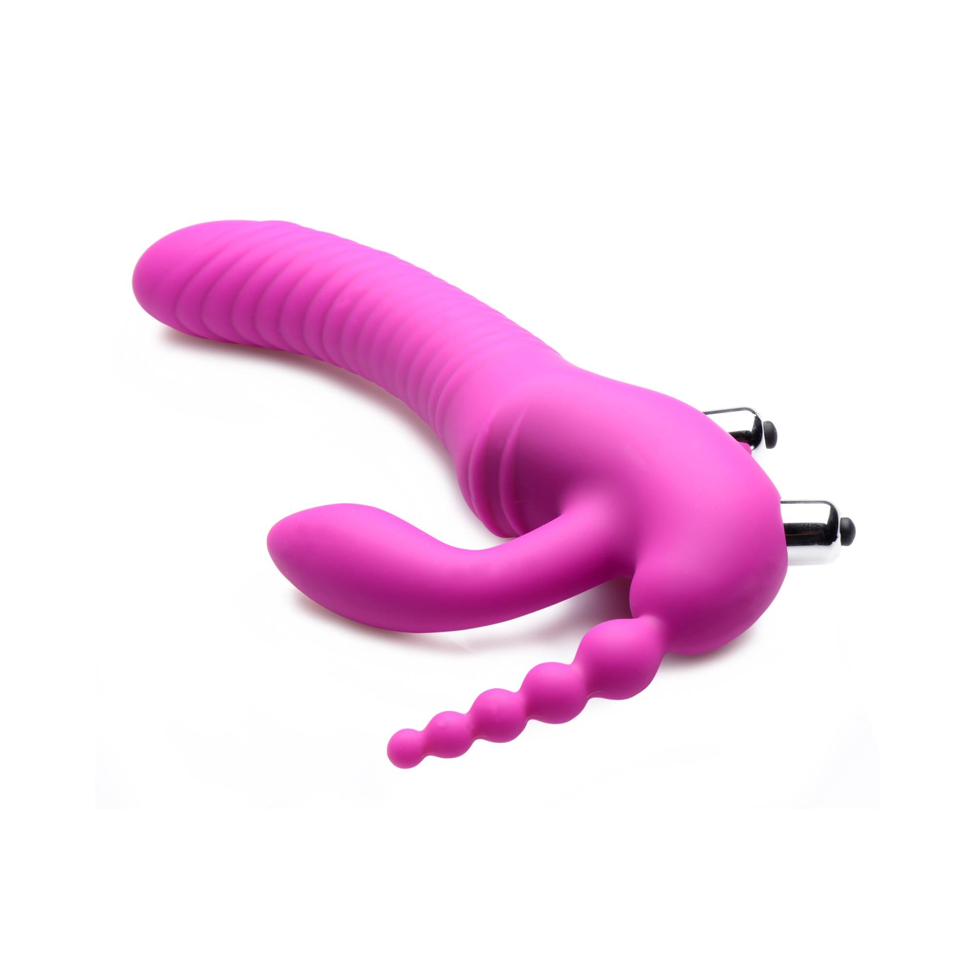 Strap U Regal Rider Vibrating Silicone Strapless Strap On Triple G Dildo