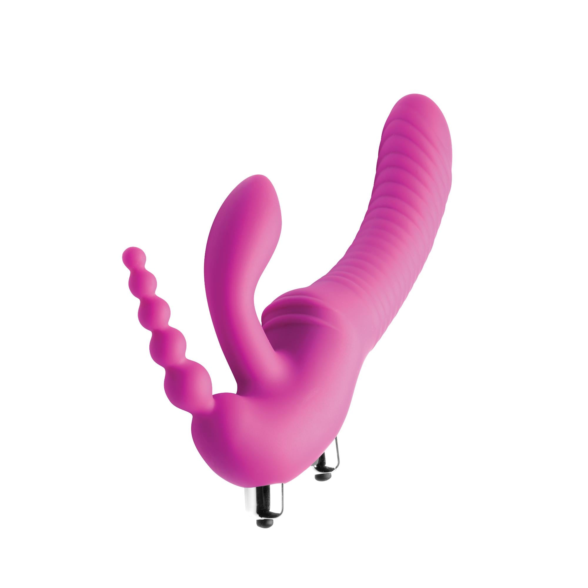 Strap U Regal Rider Vibrating Silicone Strapless Strap On Triple G Dildo