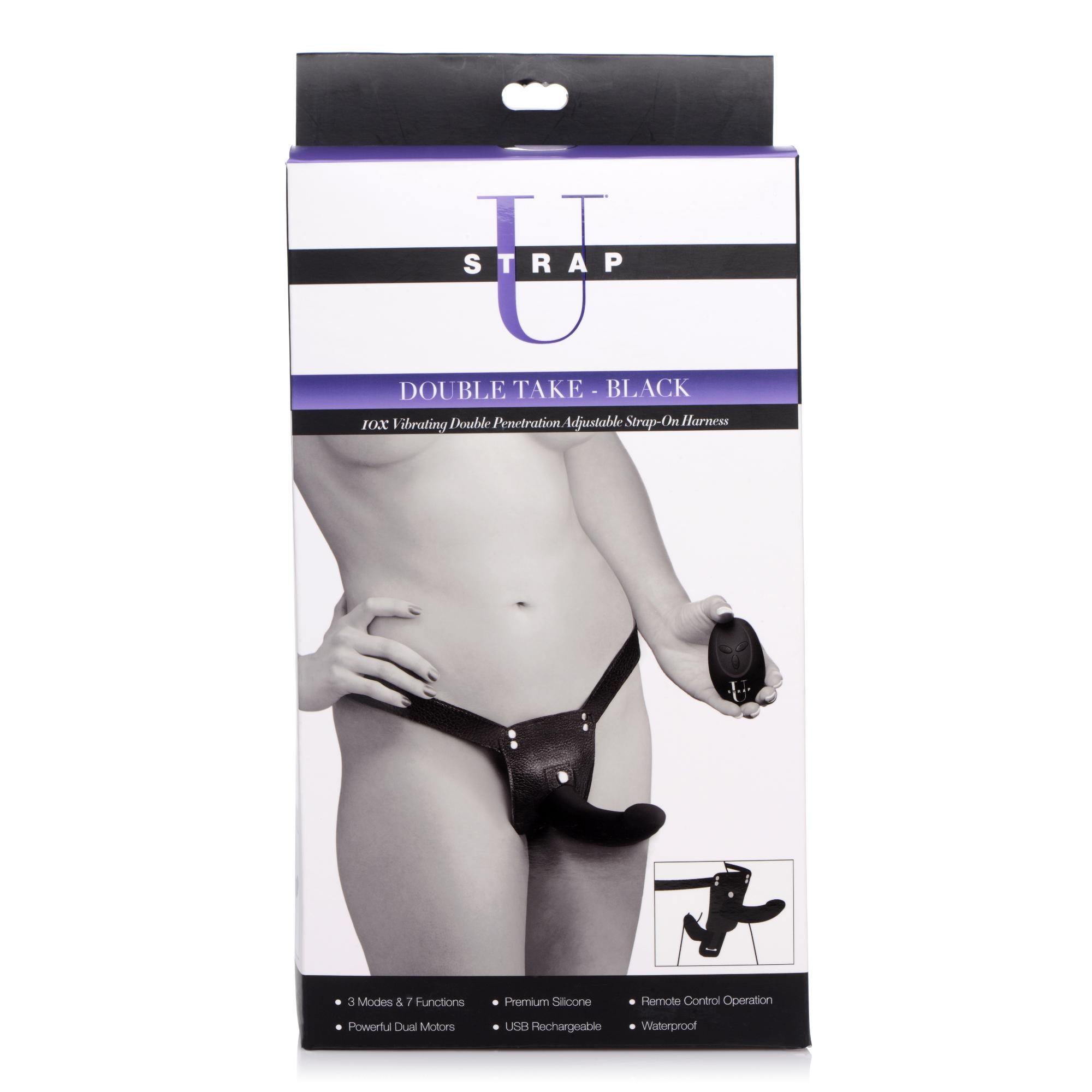 Strap U Double Take 10X Double Penetration Vibrating Strap-on Harness