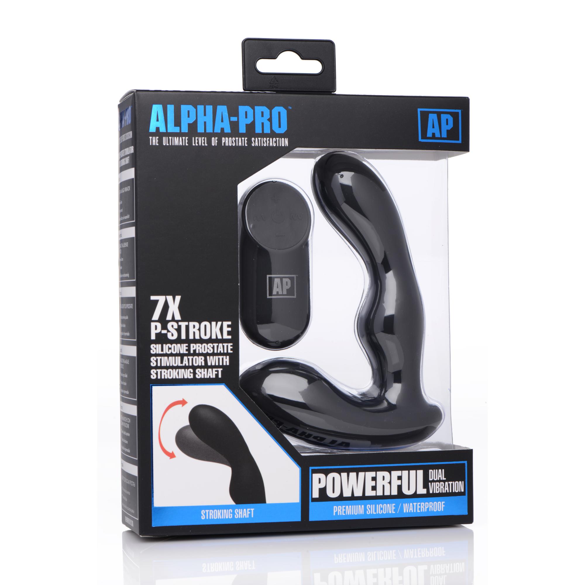 Alpha-Pro 7X P-Stroke Silicone Prostate Stimulator with Stroking Shaft