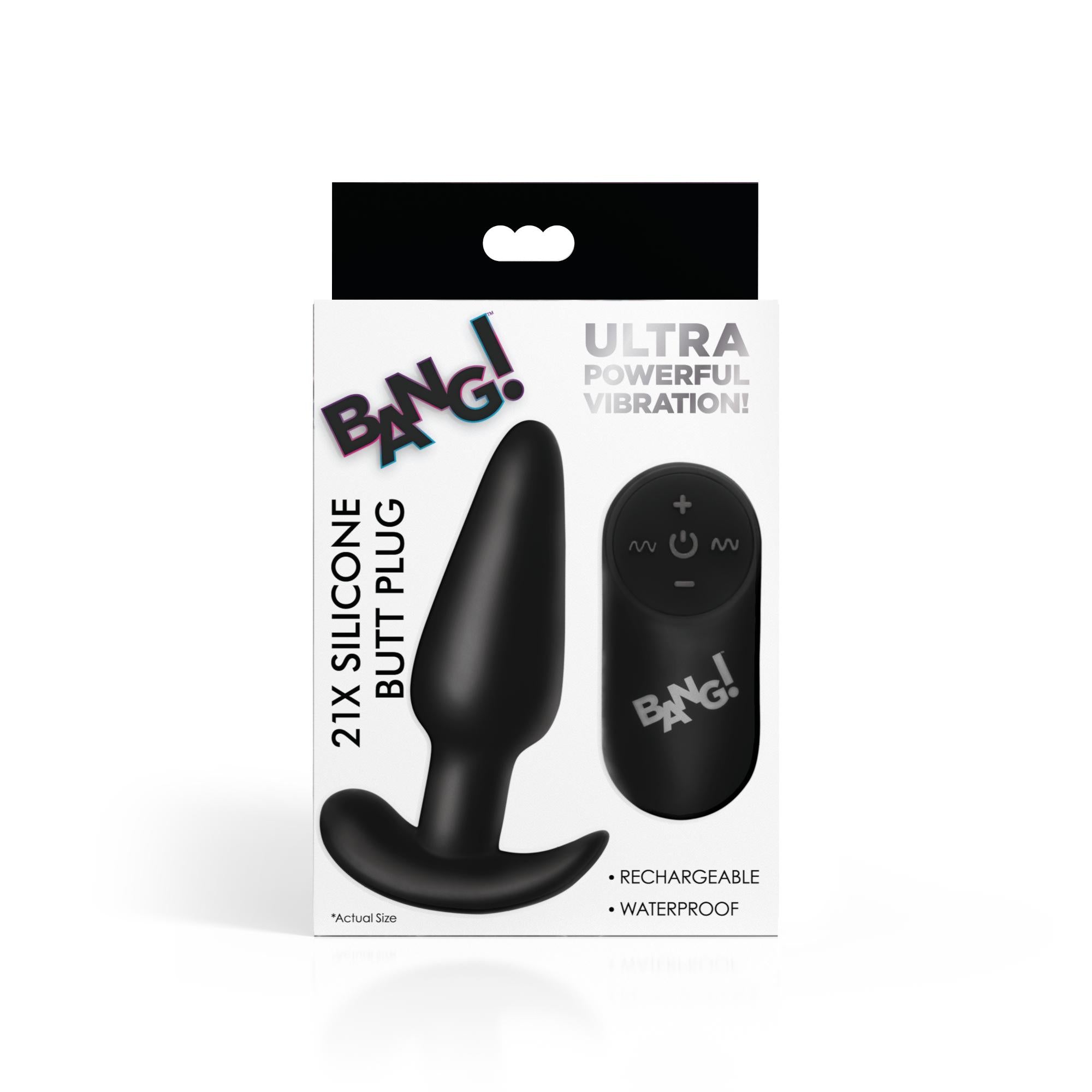 Bang! 21x Vibrating Silicone Rechargeable Butt Plug with Remote Control