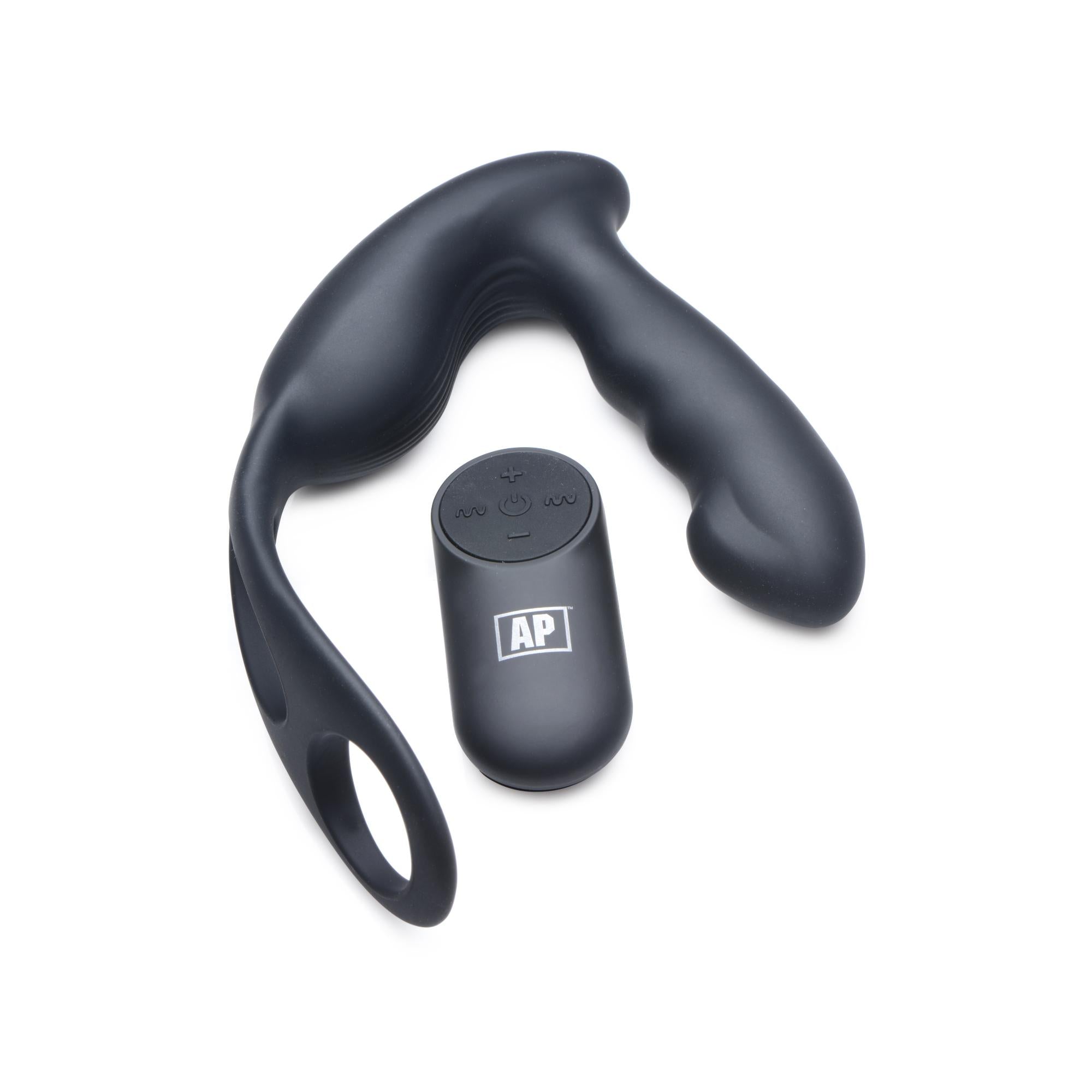 Alpha-Pro 7X P-Strap Milking and Vibrating Prostate Stimulator with Cock and Ball Harness