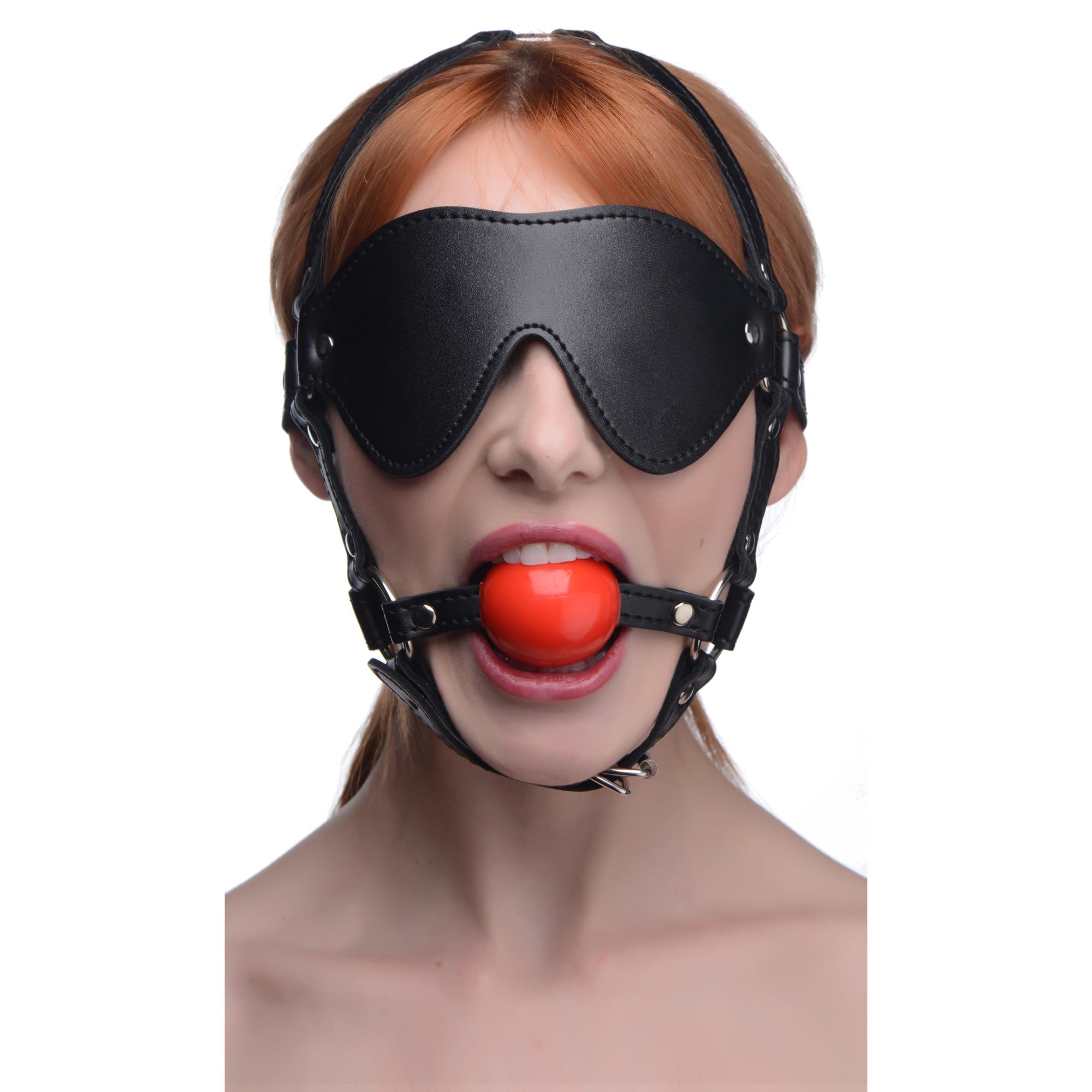 STRICT Blindfold Harness w/ Ball Gag