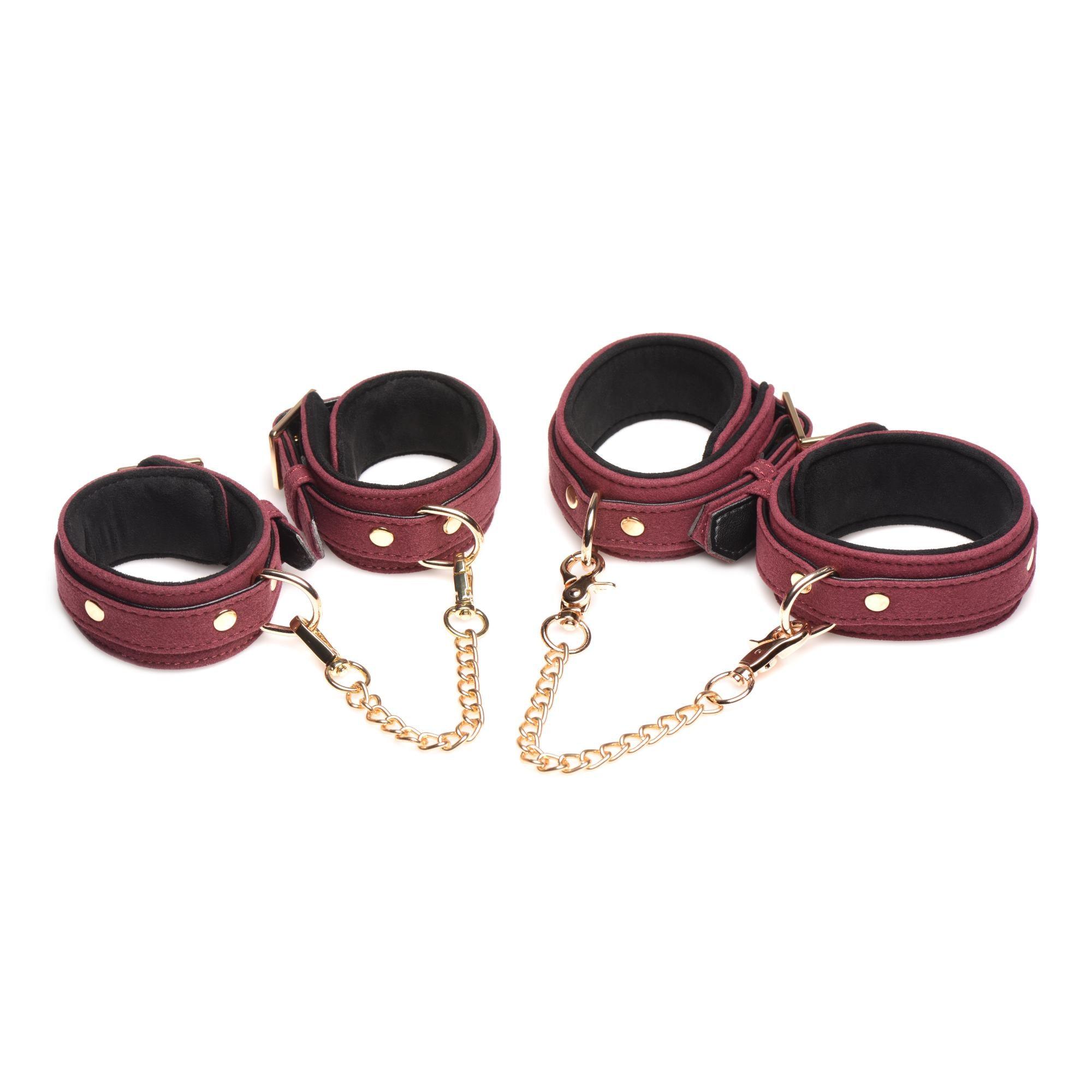 Master Series Velvet Bondage Set Cuffs, Collar, & Leash (6 piece)