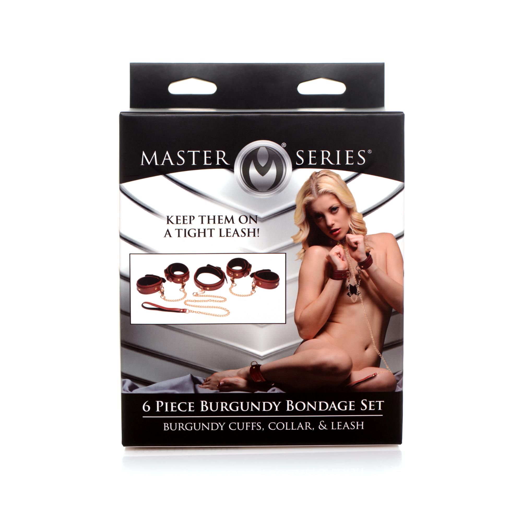 Master Series Bondage Set Cuffs, Collar, & Leash (6 piece)