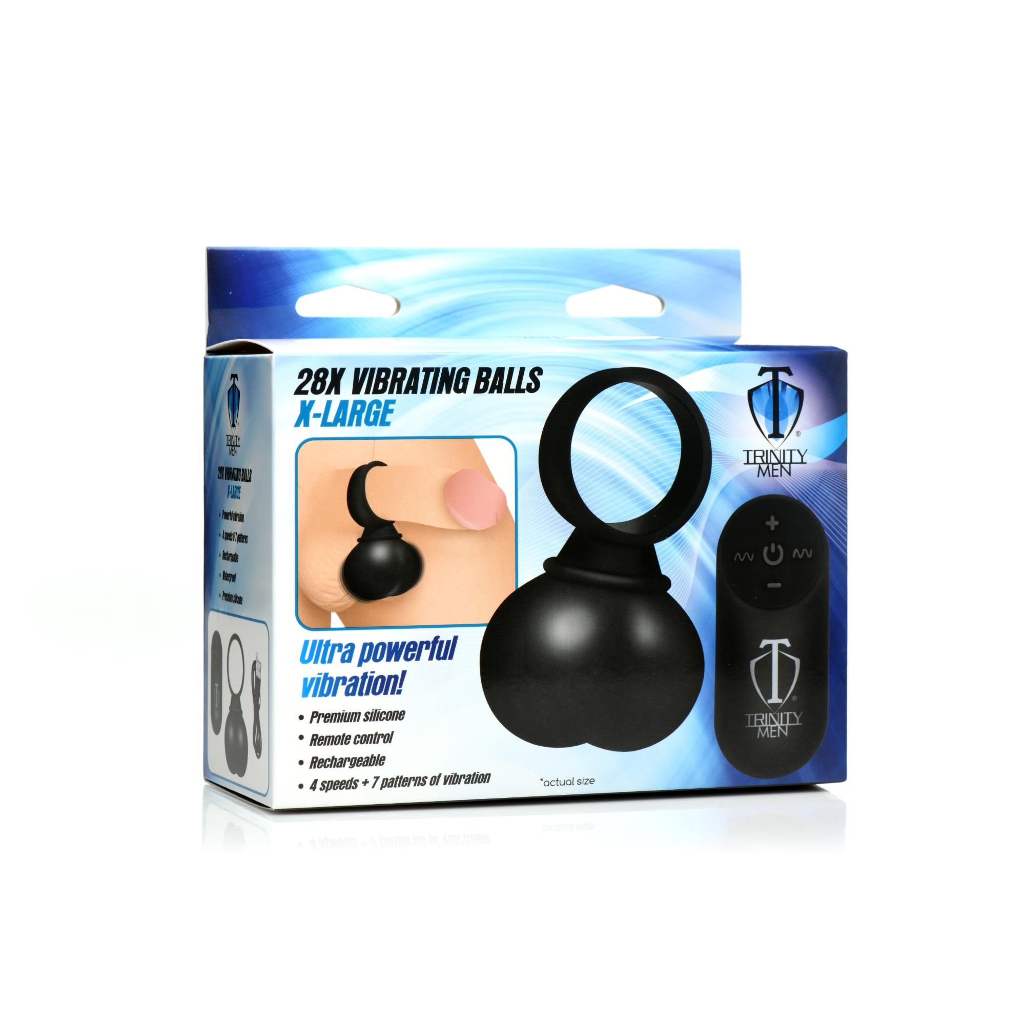 Trinity Men 28X Rechargeable Silicone Vibrating Balls with Remote - X-Large