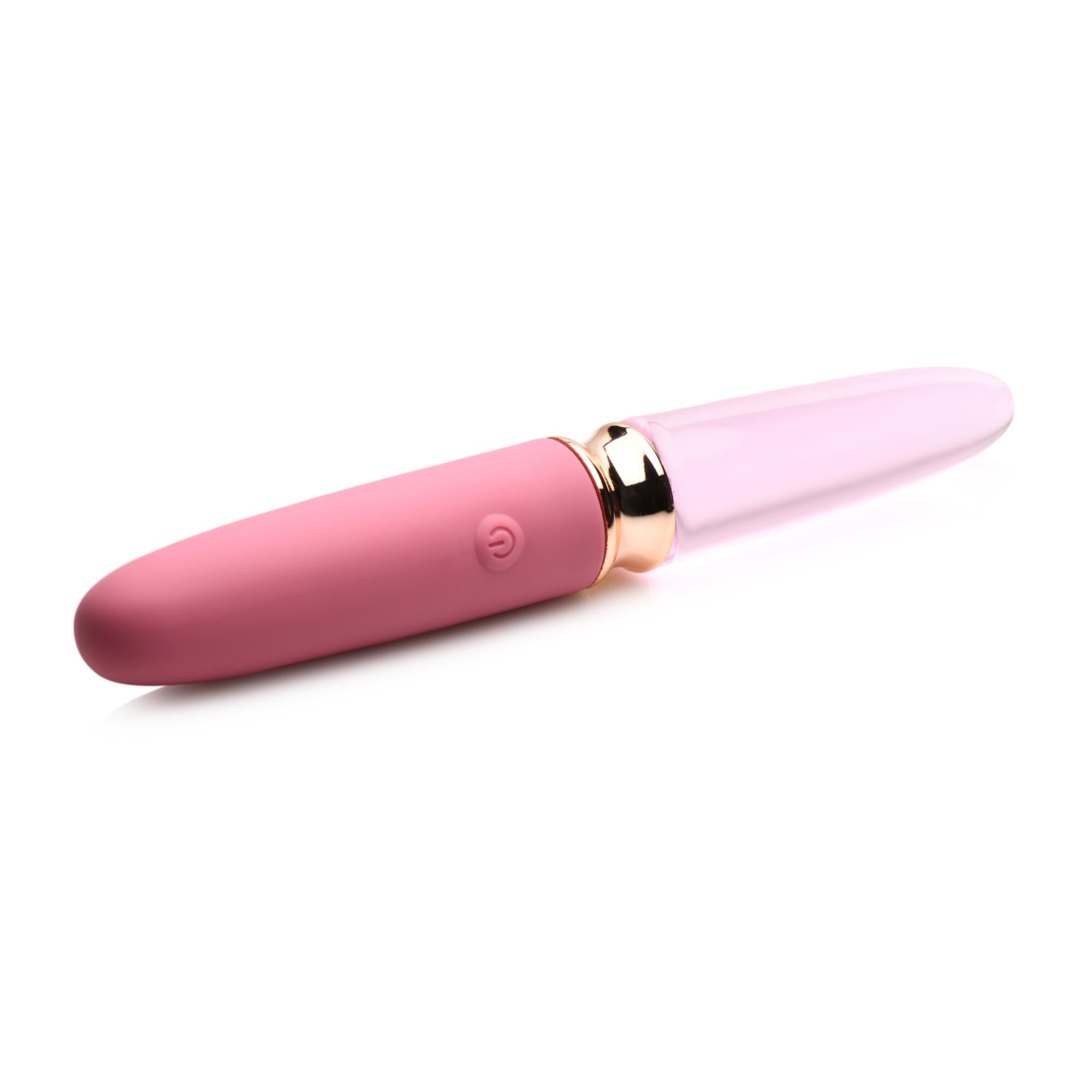 Prisms Erotic Glass Vibra-Glass 10X Rosé Dual Ended Smooth Silicone/Glass Vibrator