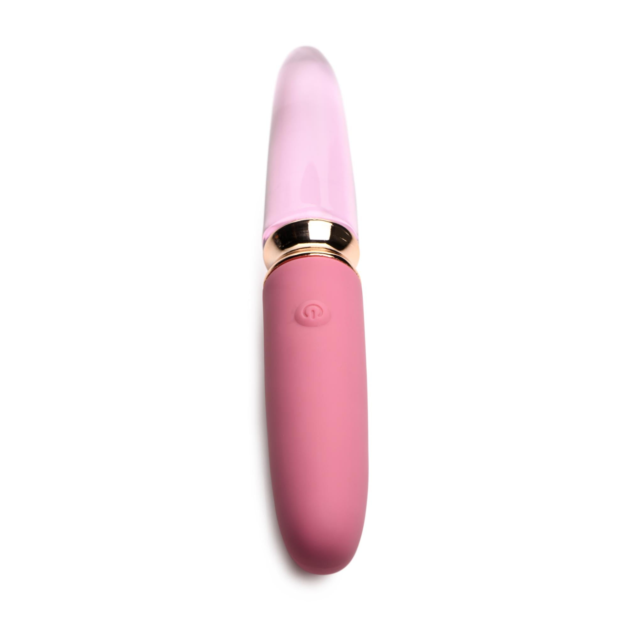 Prisms Erotic Glass Vibra-Glass 10X Rosé Dual Ended Smooth Silicone/Glass Vibrator