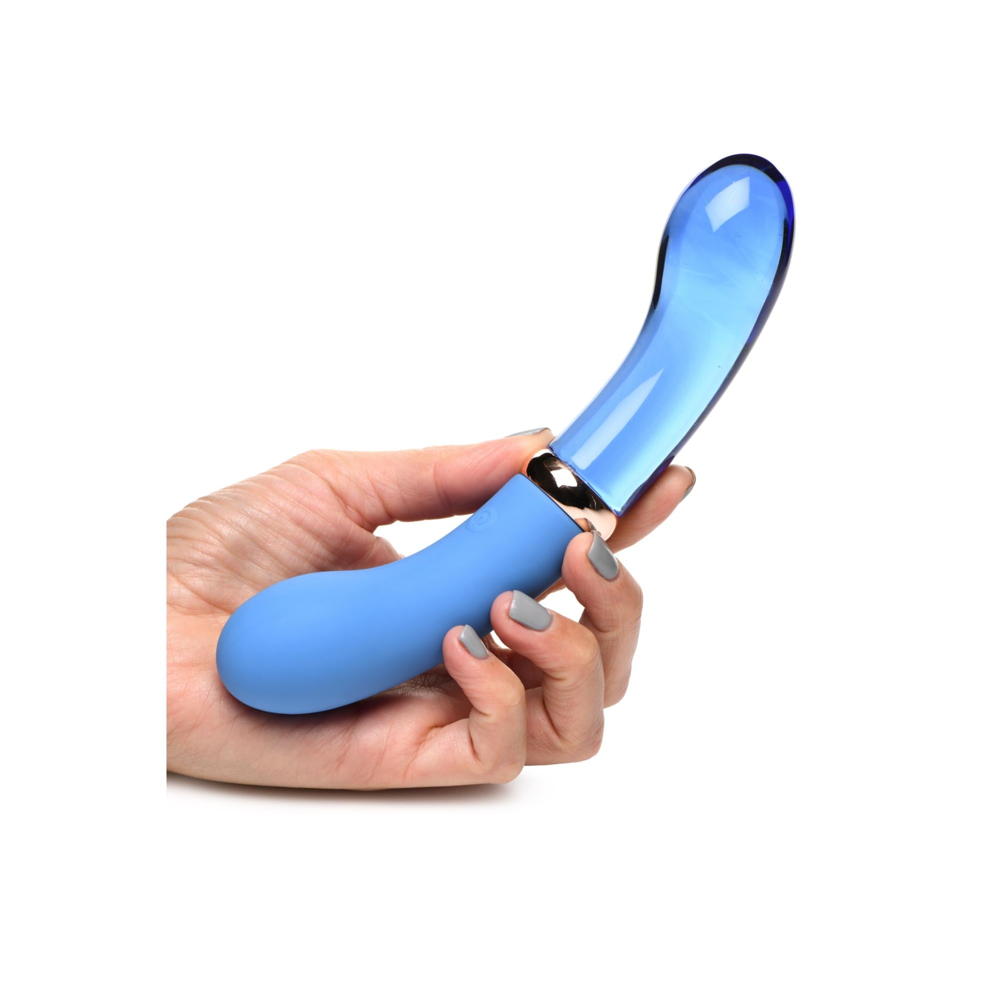 Prisms Erotic Glass Vibra-Glass 10X Bleu Dual Ended G-Spot Silicone/Glass Vibrator