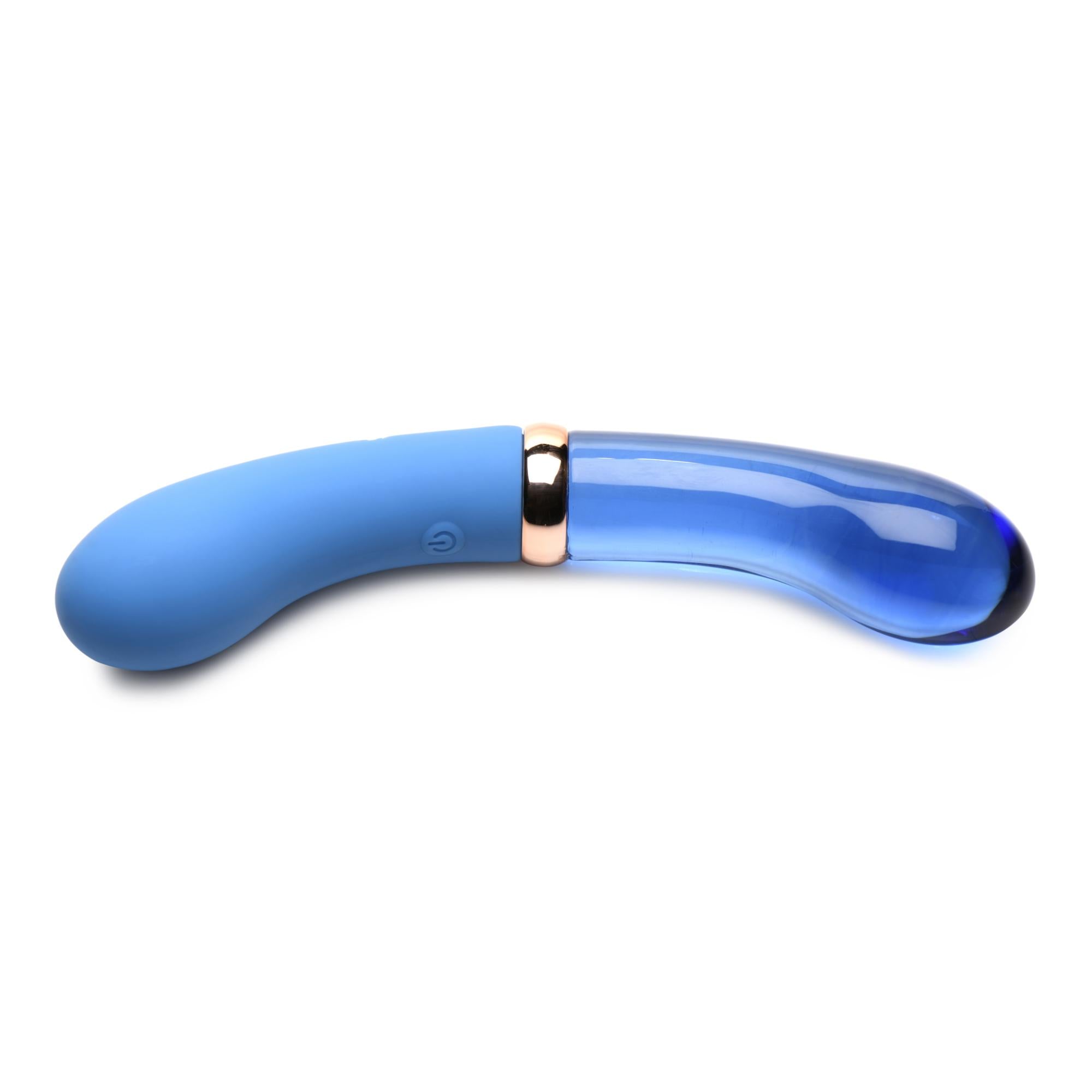 Prisms Erotic Glass Vibra-Glass 10X Bleu Dual Ended G-Spot Silicone/Glass Vibrator