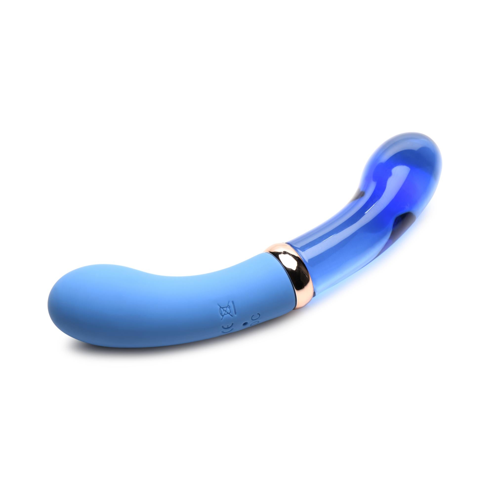 Prisms Erotic Glass Vibra-Glass 10X Bleu Dual Ended G-Spot Silicone/Glass Vibrator