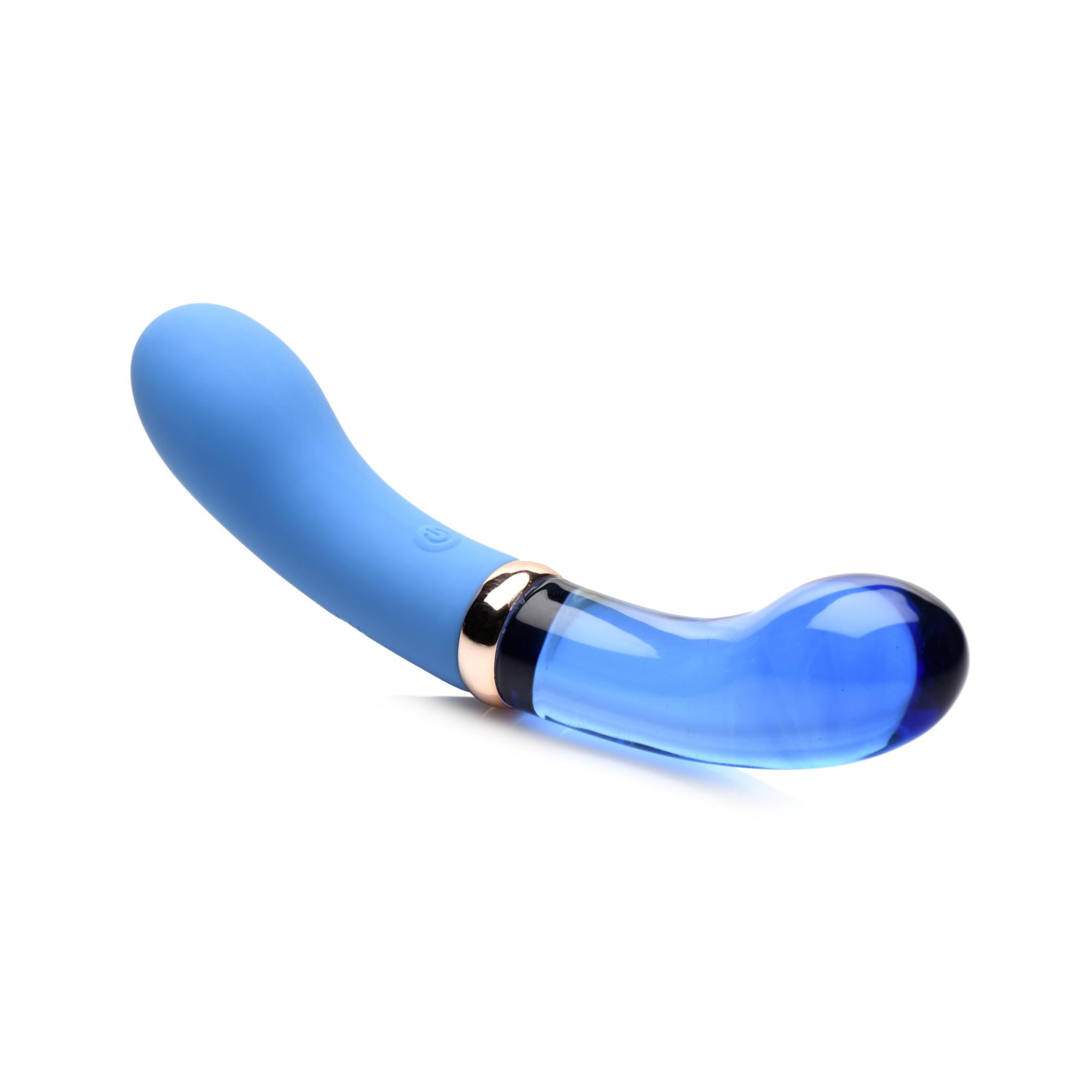 Prisms Erotic Glass Vibra-Glass 10X Bleu Dual Ended G-Spot Silicone/Glass Vibrator