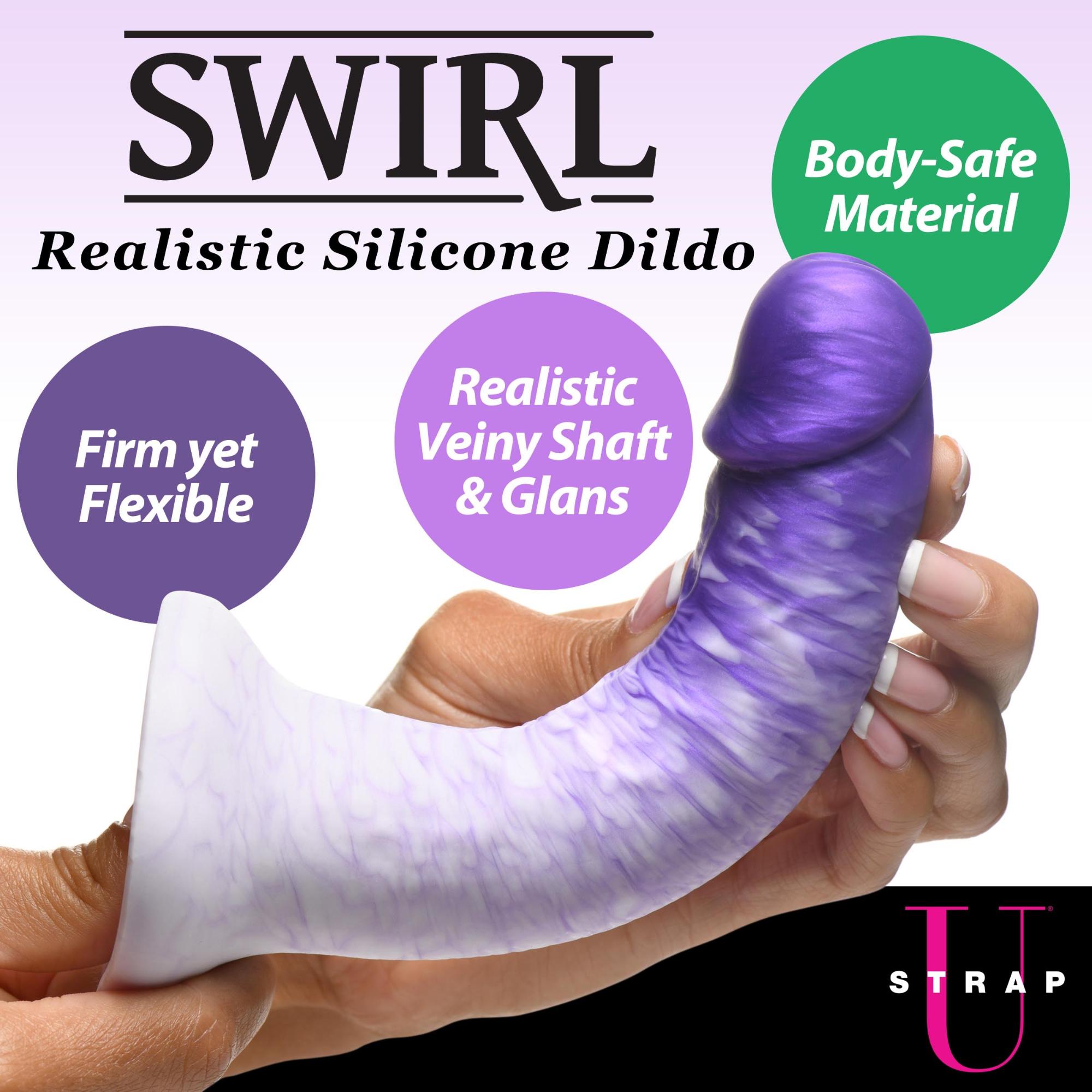 Strap U Real Swirl Realistic Silicone Dildo - Purple