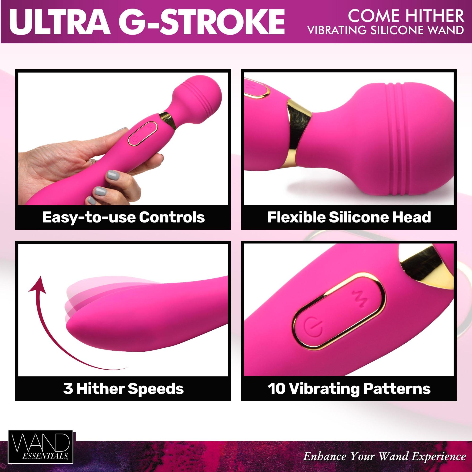 Wand Essential Ultra G-Stroke Come Hither Rechargeable Silicone Vibrating Wand