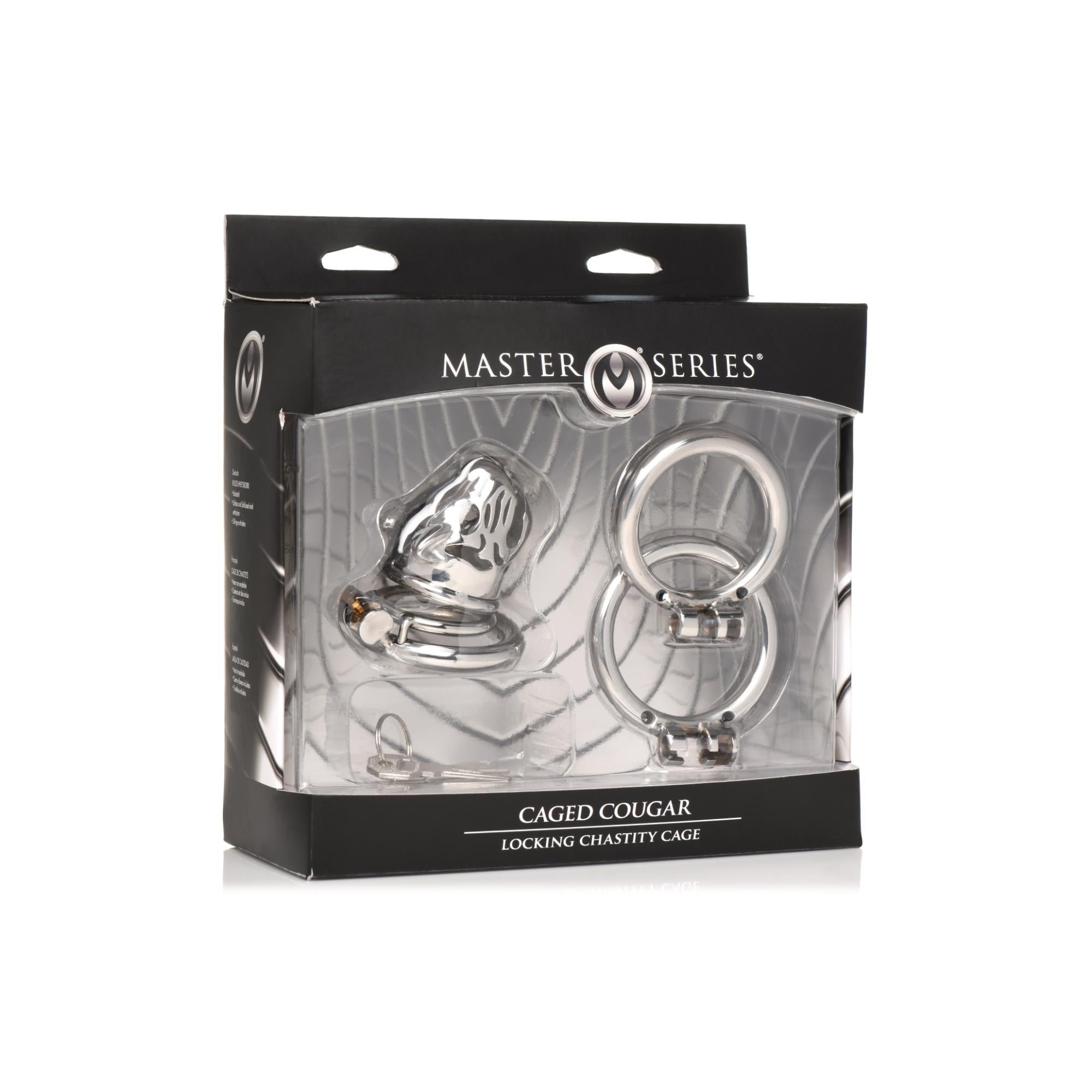 Master Series Caged Cougar Stainless Steel Locking Chastity Cage