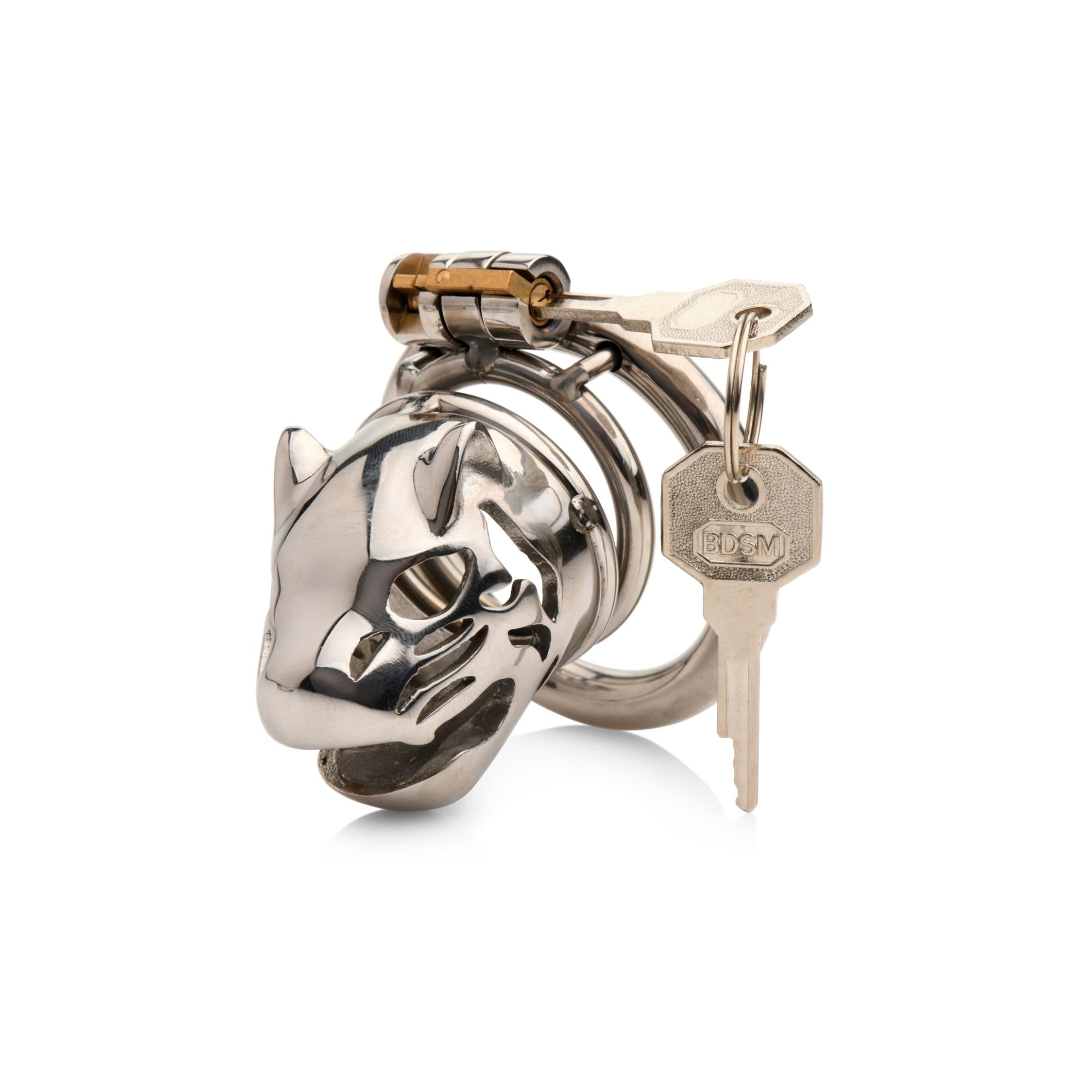 Master Series Caged Cougar Stainless Steel Locking Chastity Cage