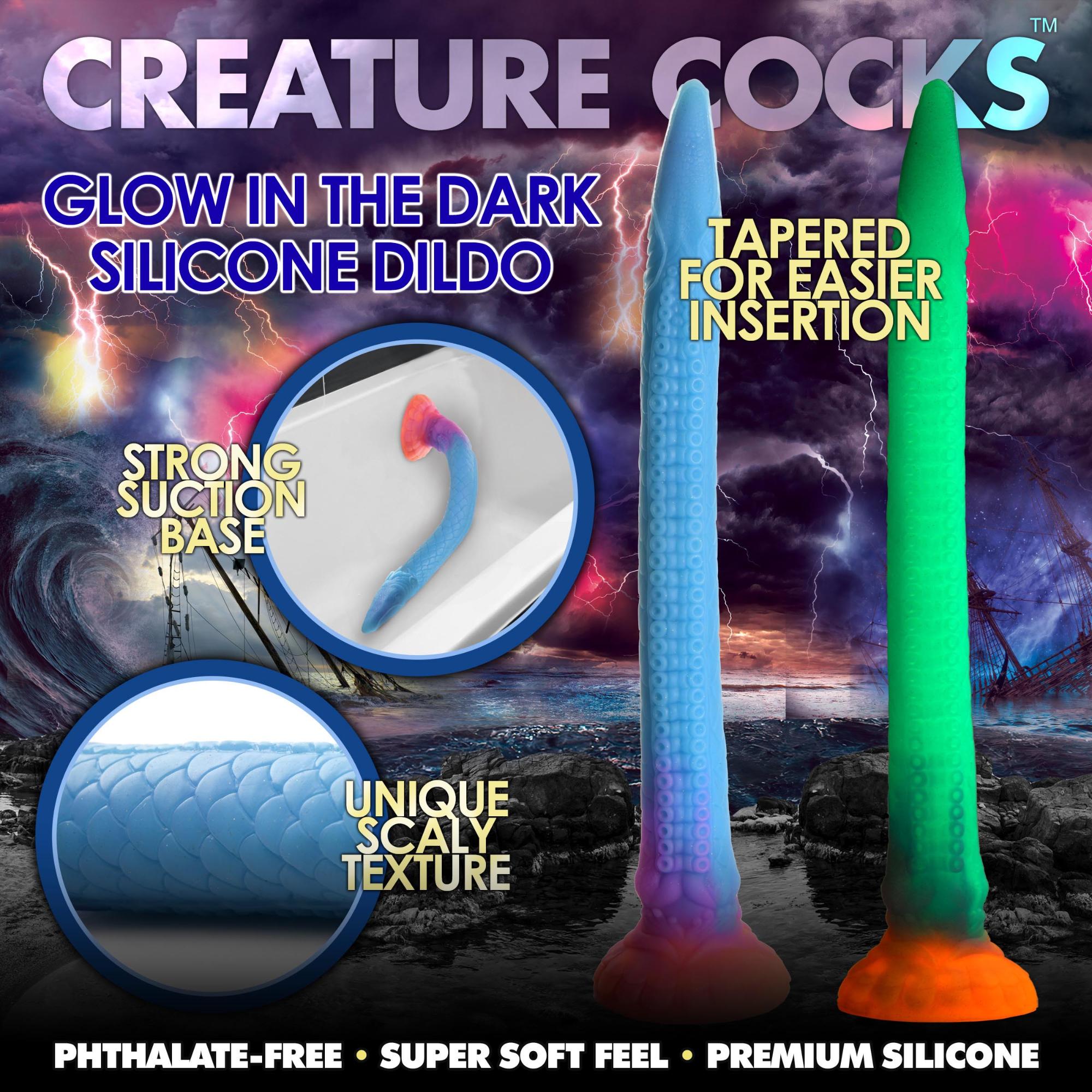 Creature Cocks Makara Glow in The Dark Silicone Snake Dildo