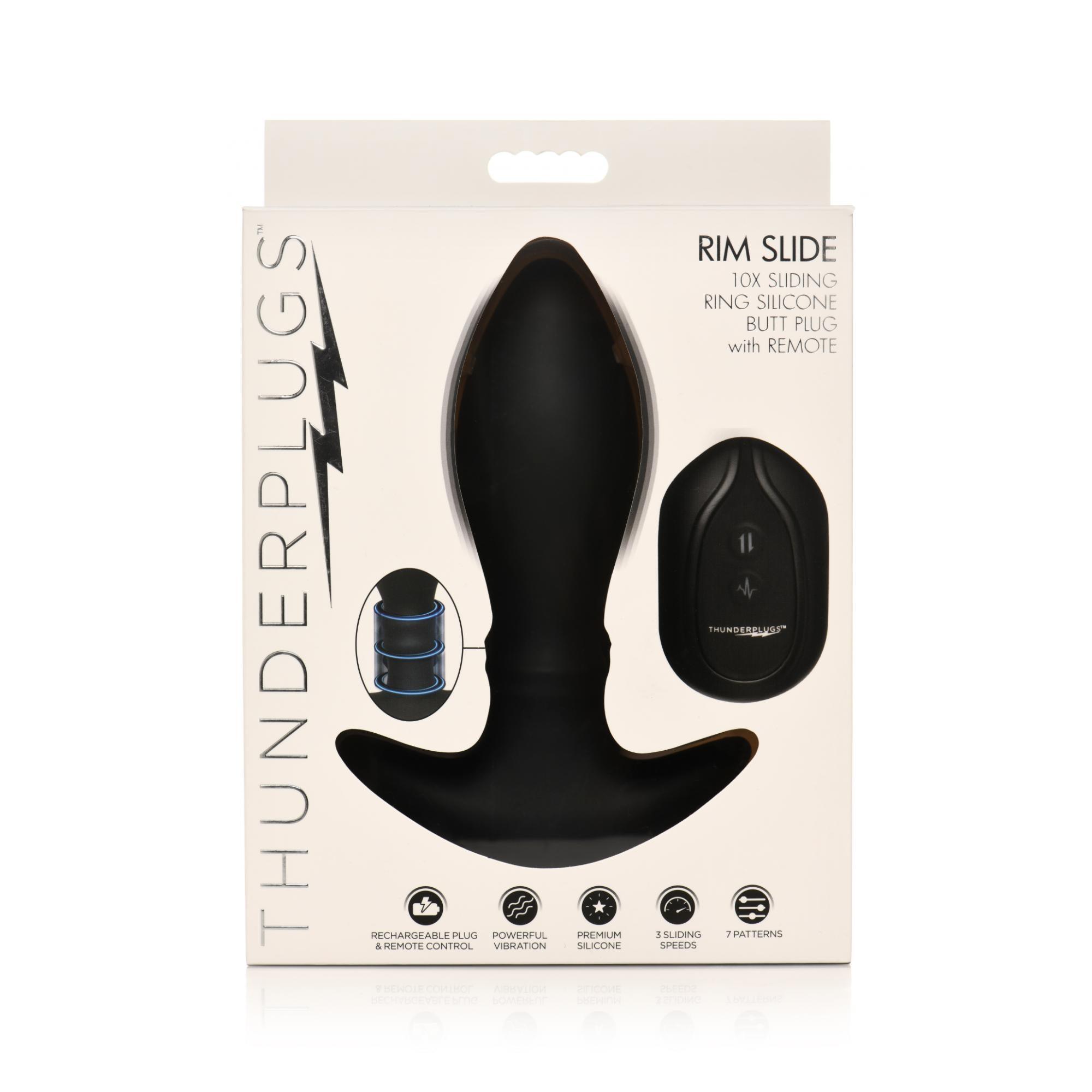 Thunder Plugs Rim Slide 7x Sliding Ring Silicone Rechargeable Butt Plug with Remote Control