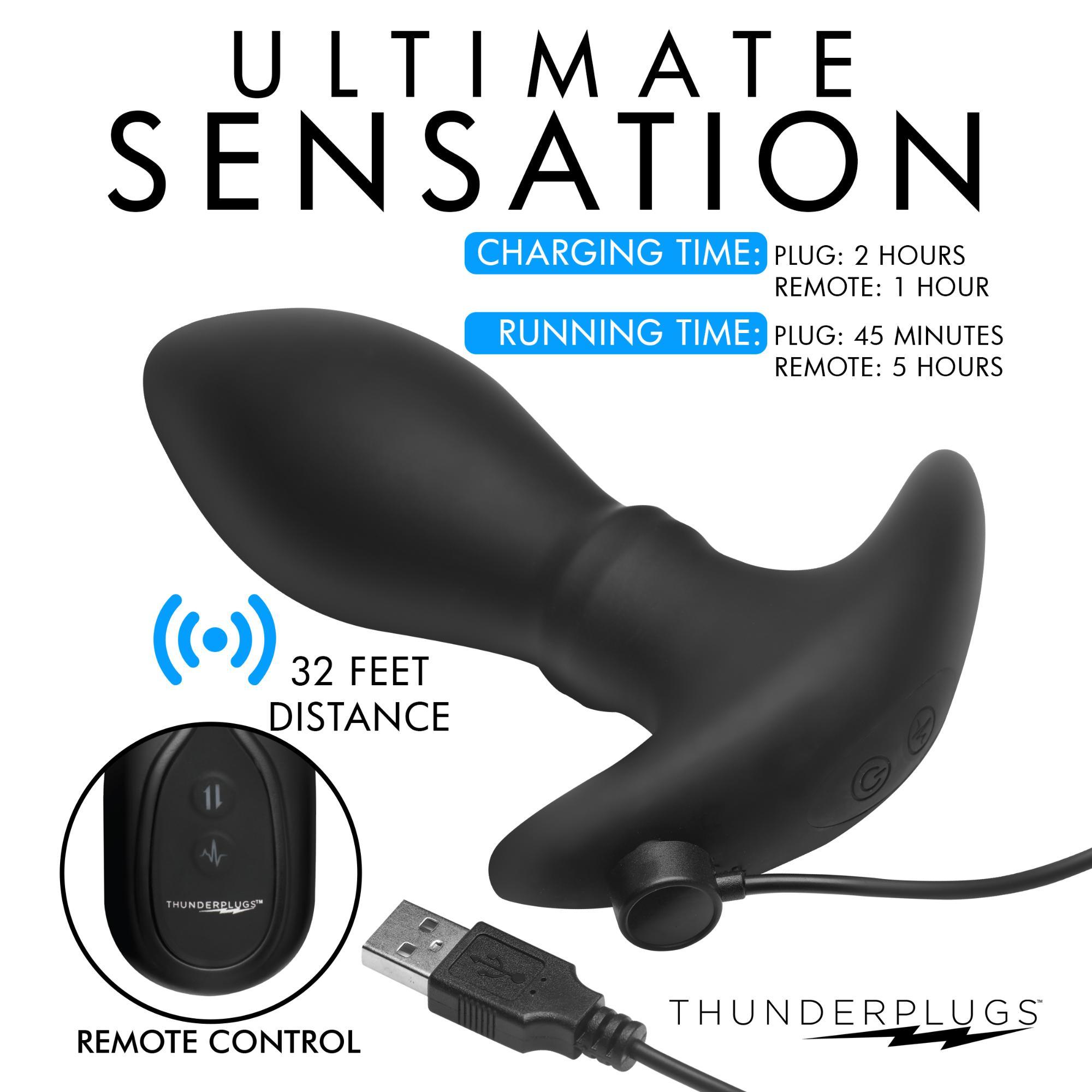 Thunder Plugs Rim Slide 7x Sliding Ring Silicone Rechargeable Butt Plug with Remote Control