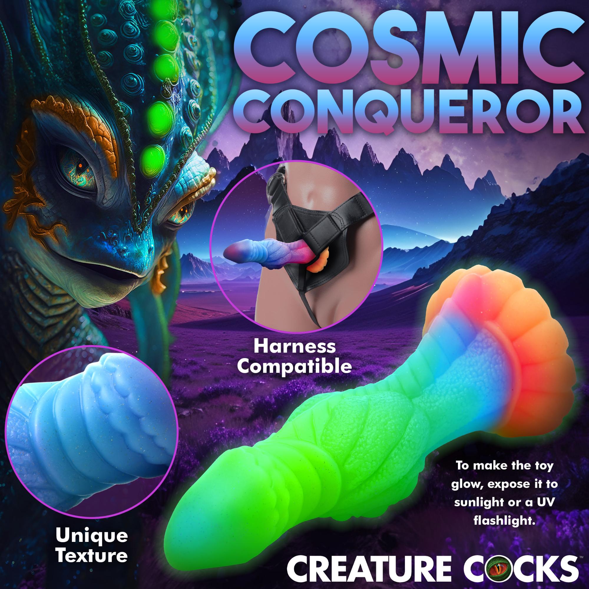 Creature Cocks Galactic Cock Alien Creature Glow in the Dark Silicone Dildo