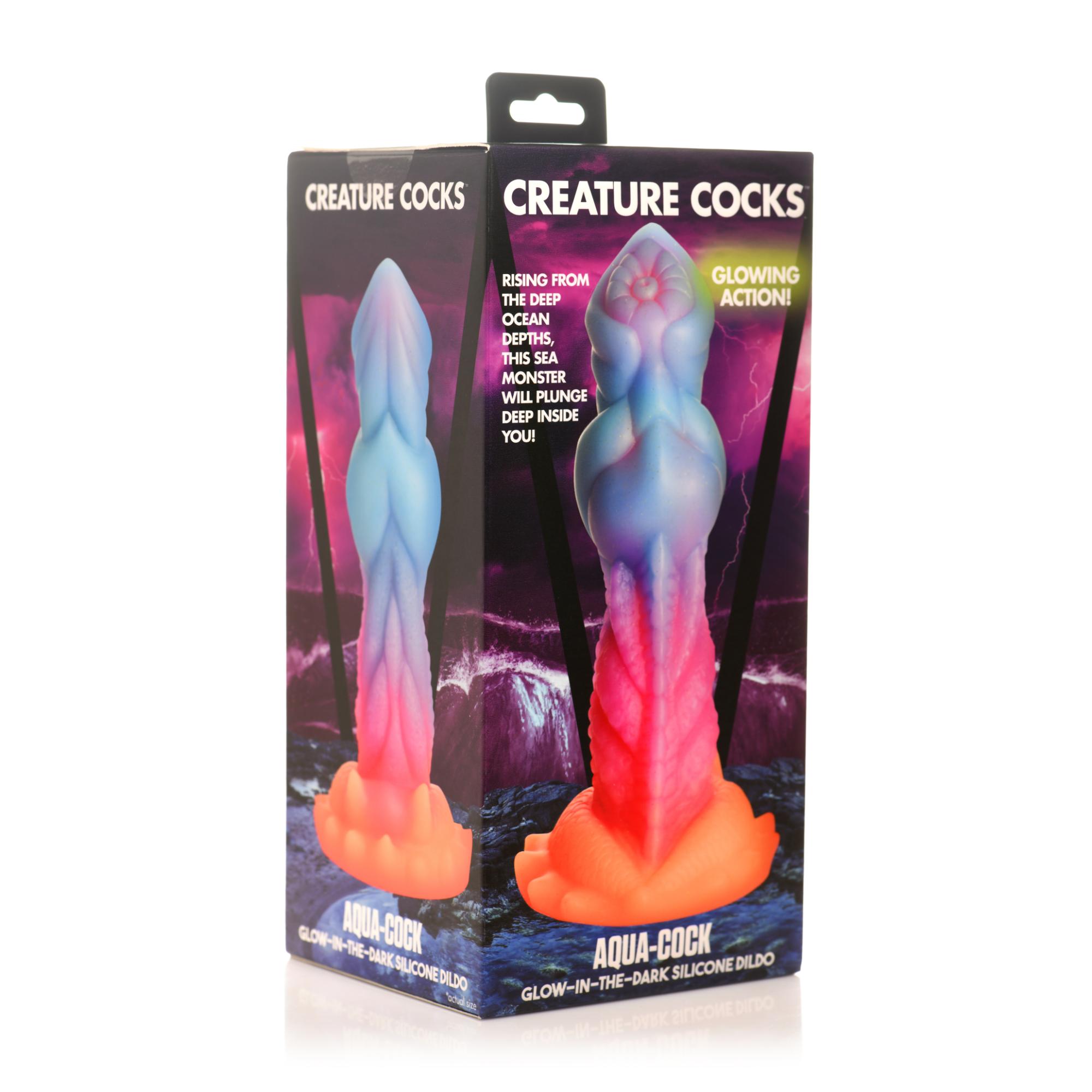 Creature Cocks Aqua-Cock Glow in the Dark Silicone Dildo