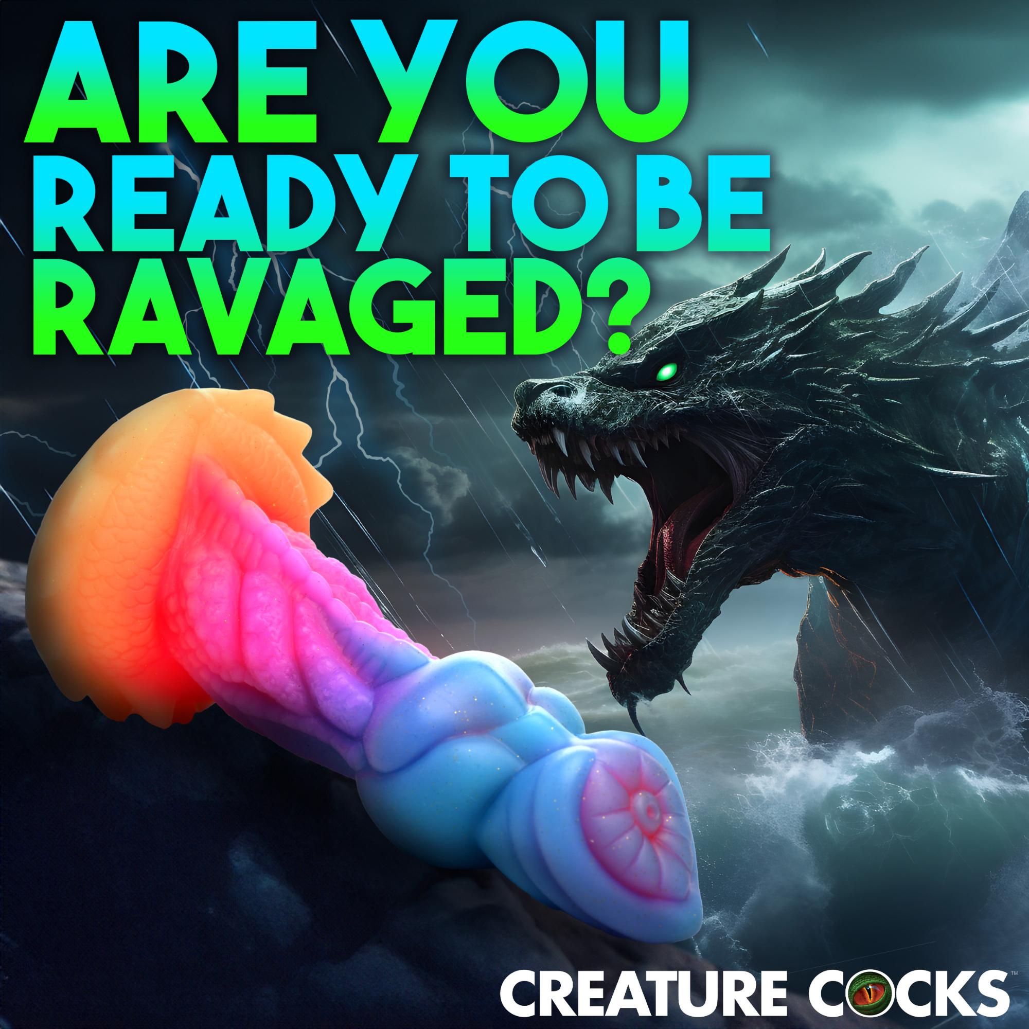 Creature Cocks Aqua-Cock Glow in the Dark Silicone Dildo