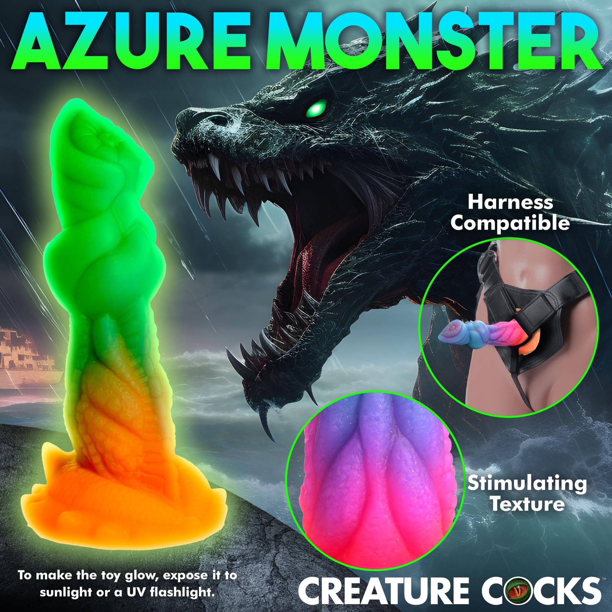 Creature Cocks Aqua-Cock Glow in the Dark Silicone Dildo