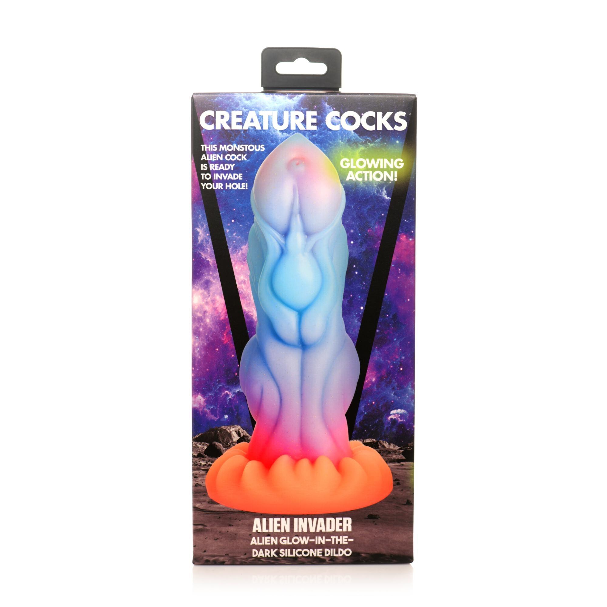 Creature Cocks Alien Invader Glow in the Dark Silicone Dildo