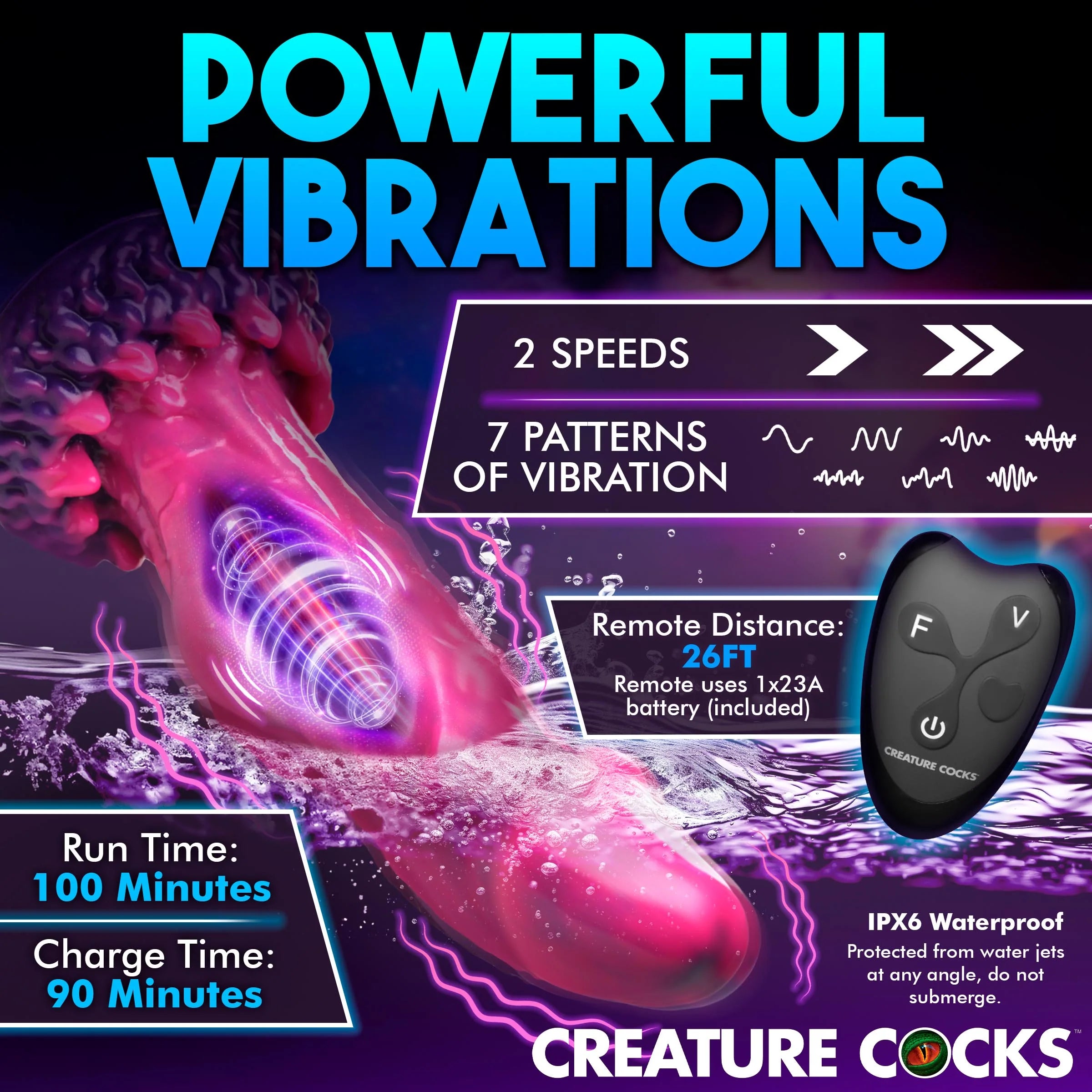 Creature Cocks Xenox Vibrating Dildo with Remote