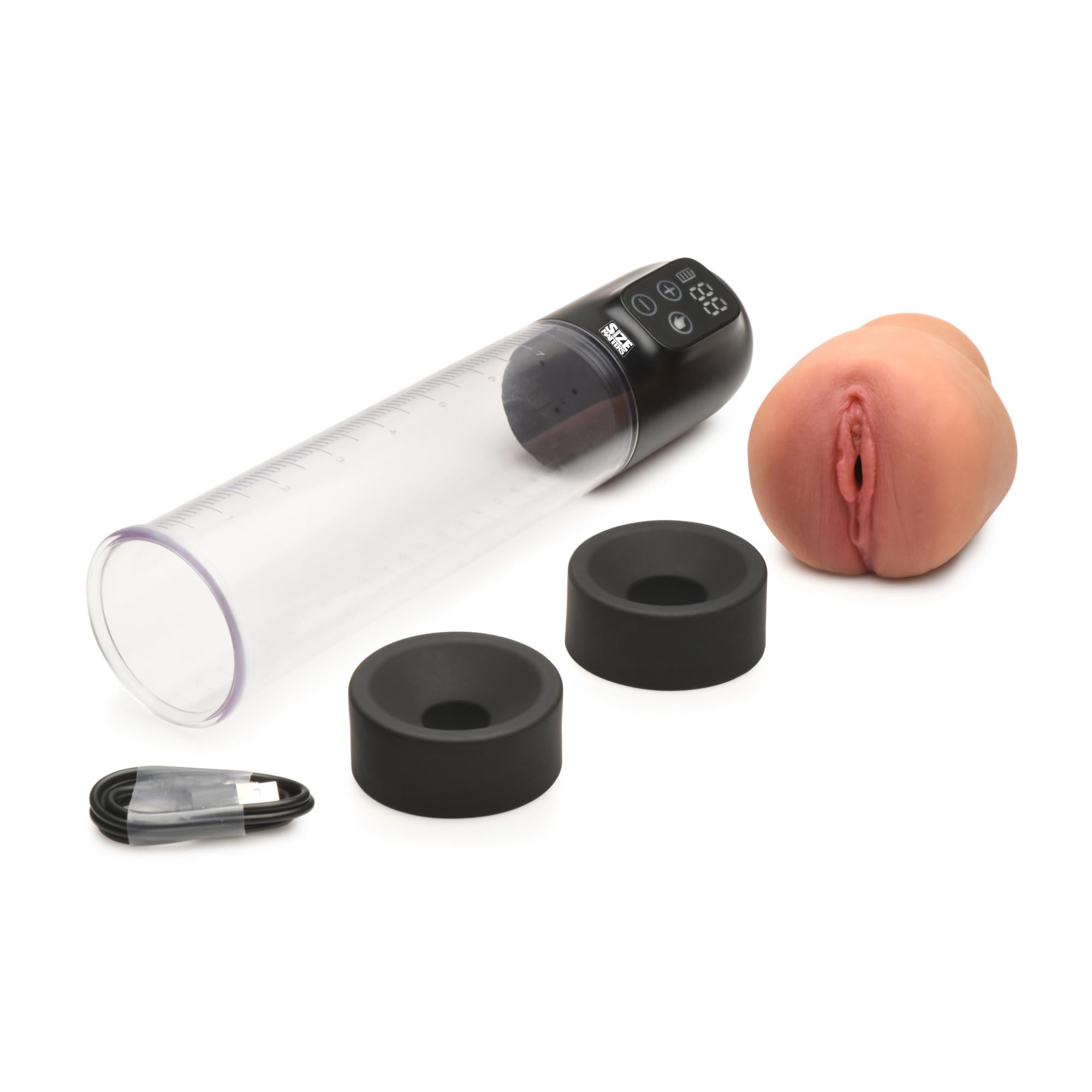 Size Matters 5X Rechargeable Sucking Penis Pump with Attachments