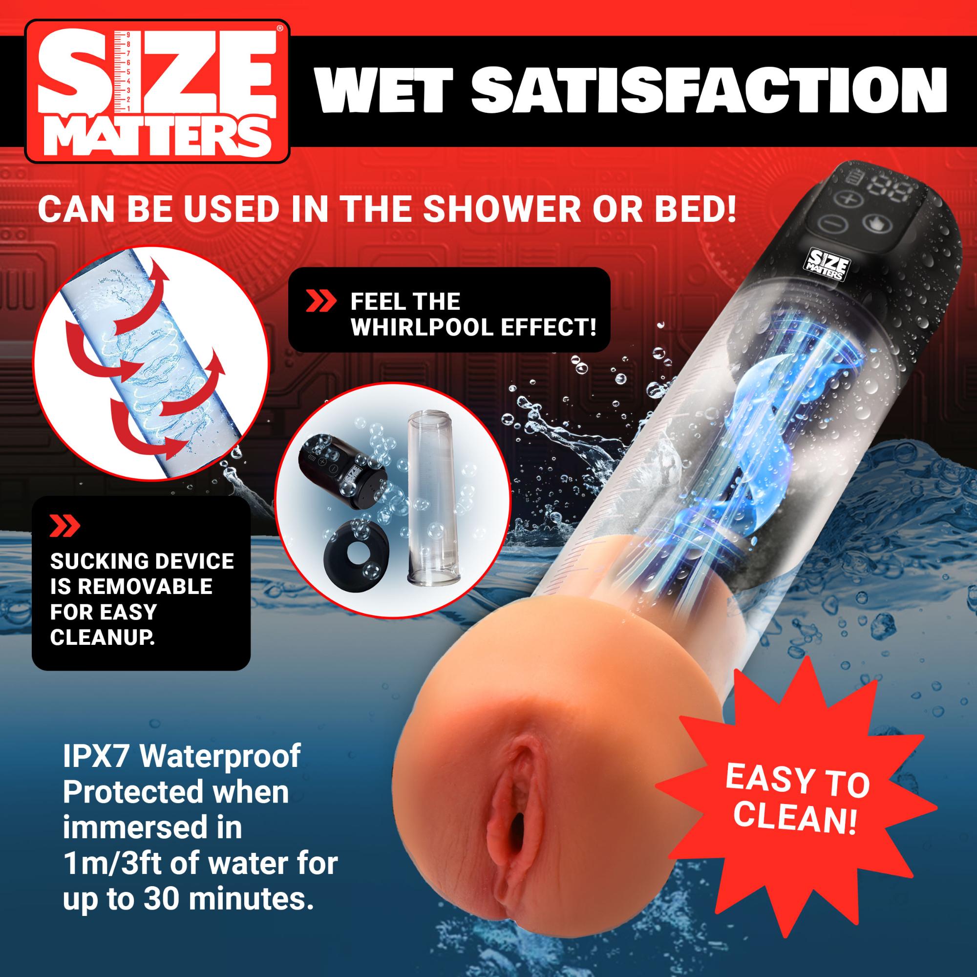 Size Matters 5X Rechargeable Sucking Penis Pump with Attachments