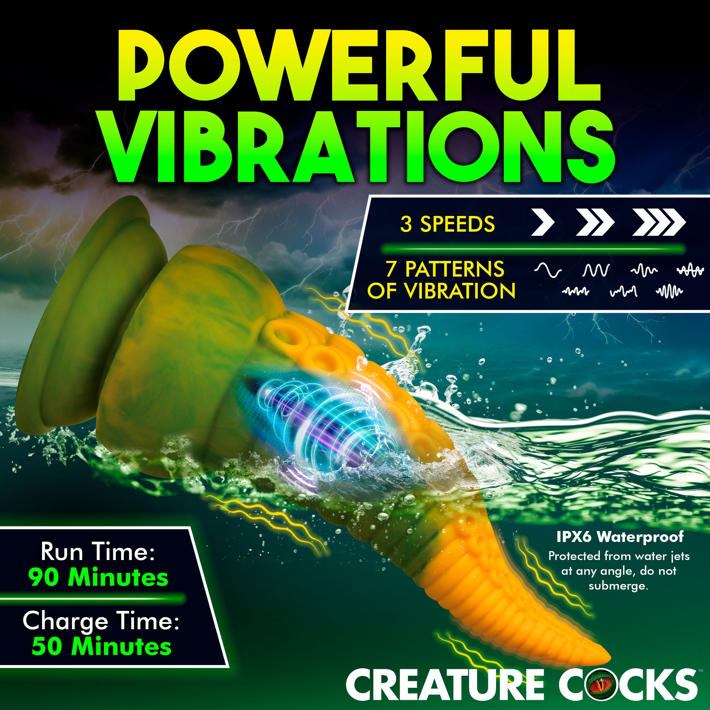 Creature Cocks Monstropus 2.0 Vibrating Tentacle Rechargeable Silicone Dildo