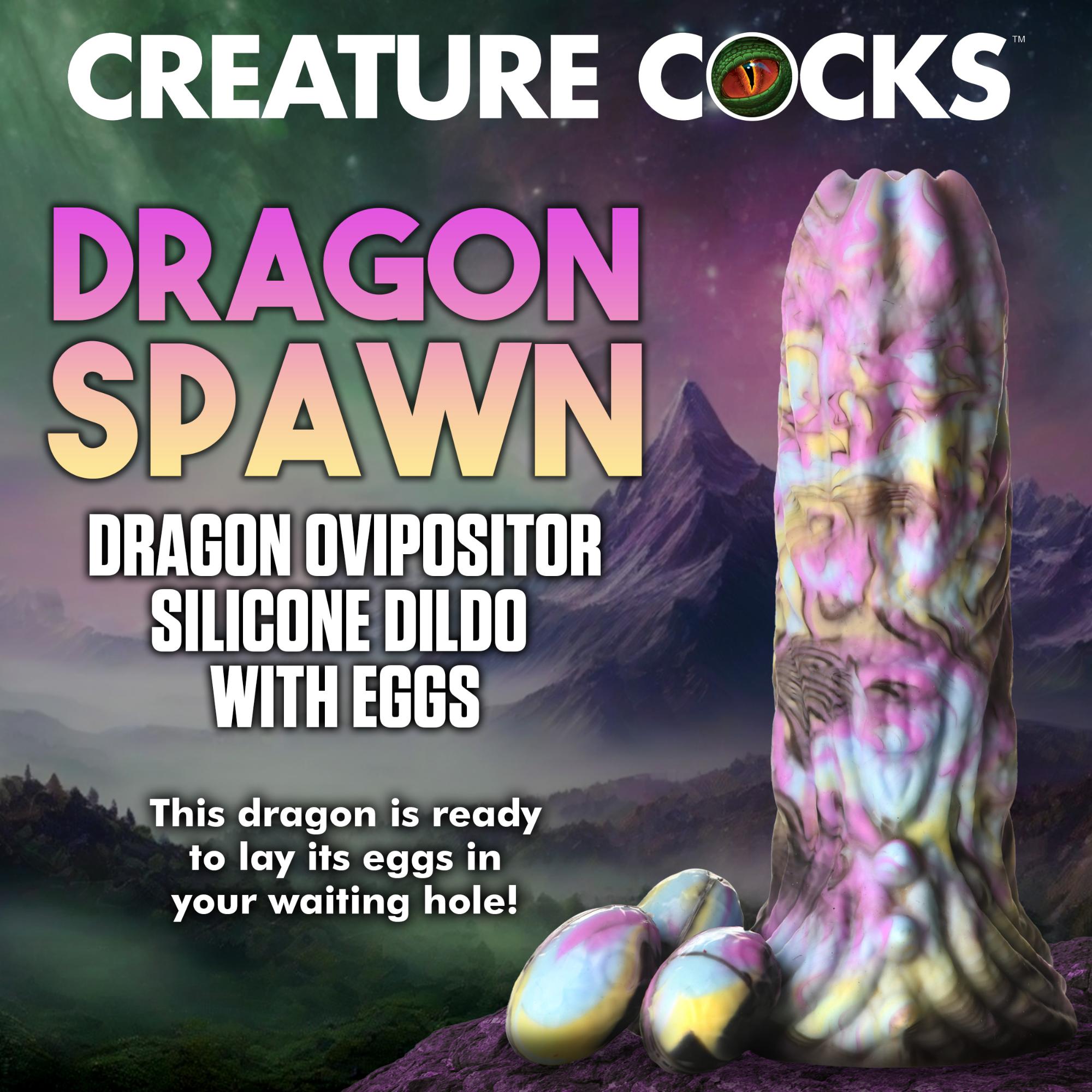 Creature Cocks Dragon Spawn Dragon Ovipositor Silicone Dildo with Eggs