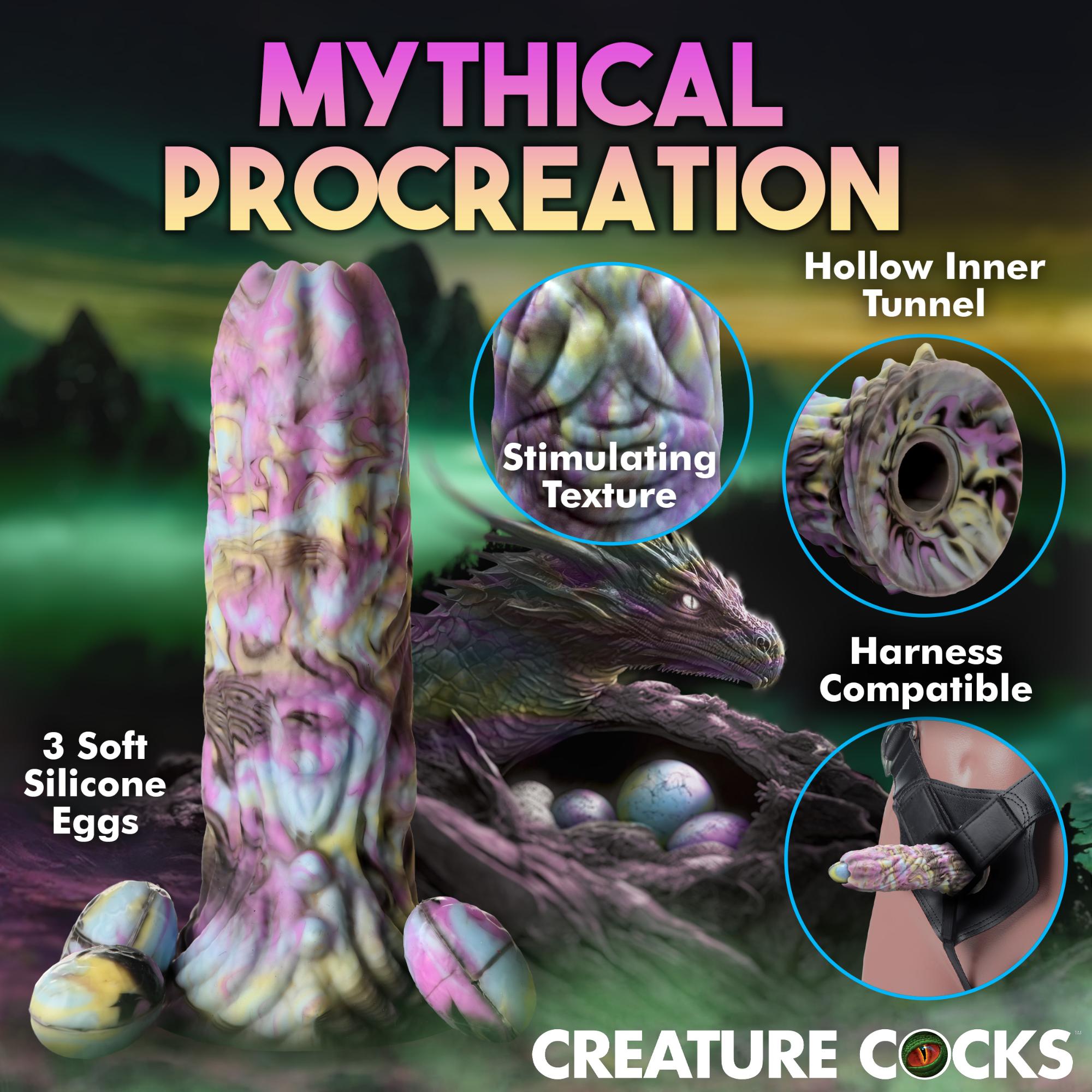 Creature Cocks Dragon Spawn Dragon Ovipositor Silicone Dildo with Eggs