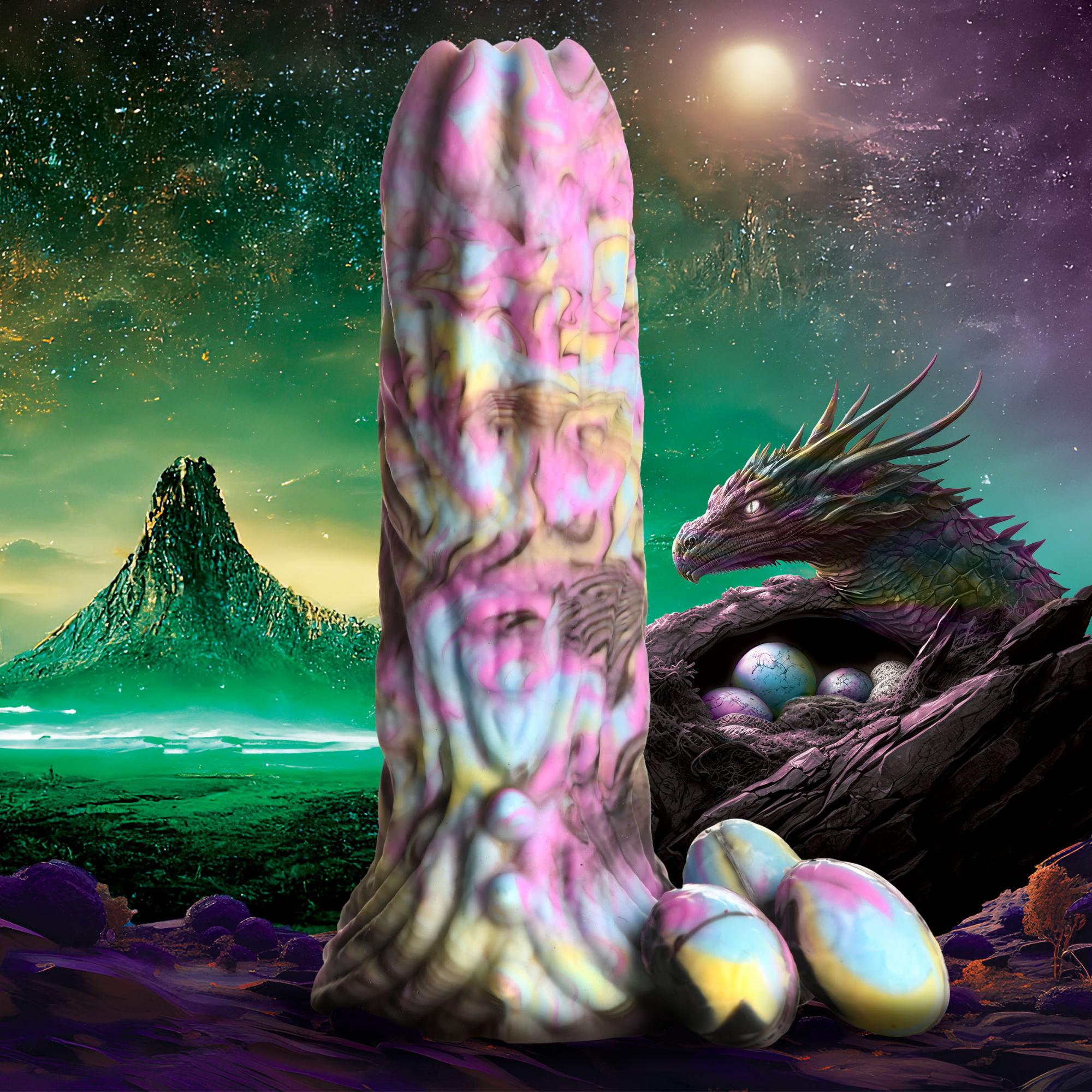 Creature Cocks Dragon Spawn Dragon Ovipositor Silicone Dildo with Eggs