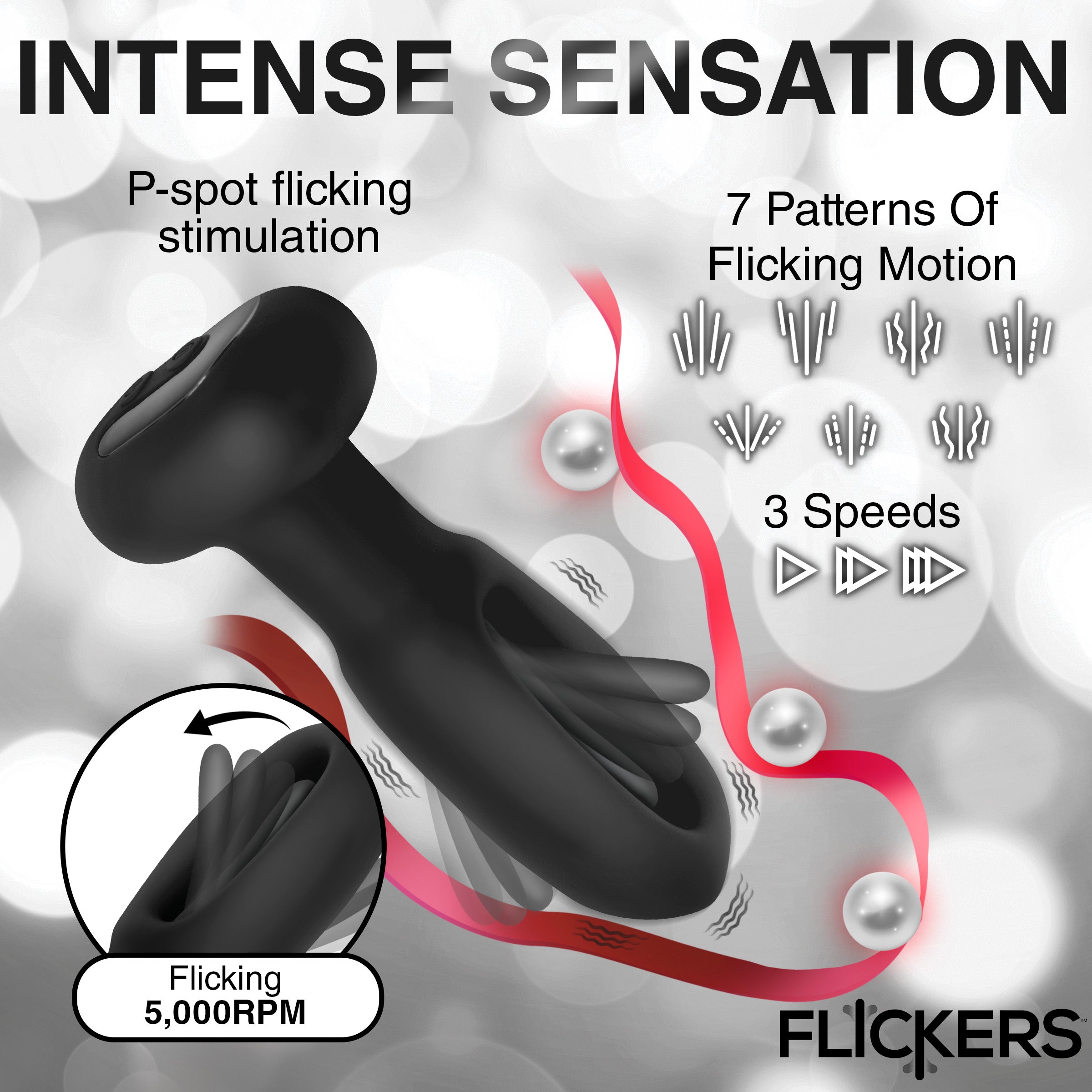 Flickers Bum Flick Flicking & Vibrating Rechargeable Silicone Butt Plug with Remote