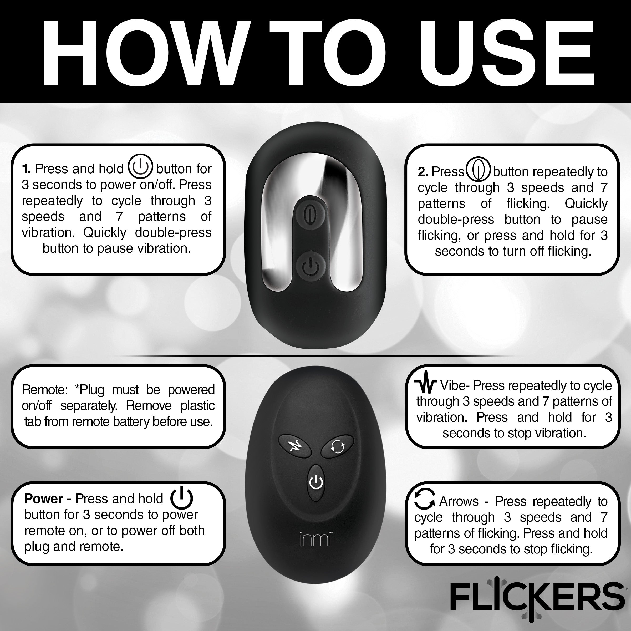 Flickers Bum Flick Flicking & Vibrating Rechargeable Silicone Butt Plug with Remote