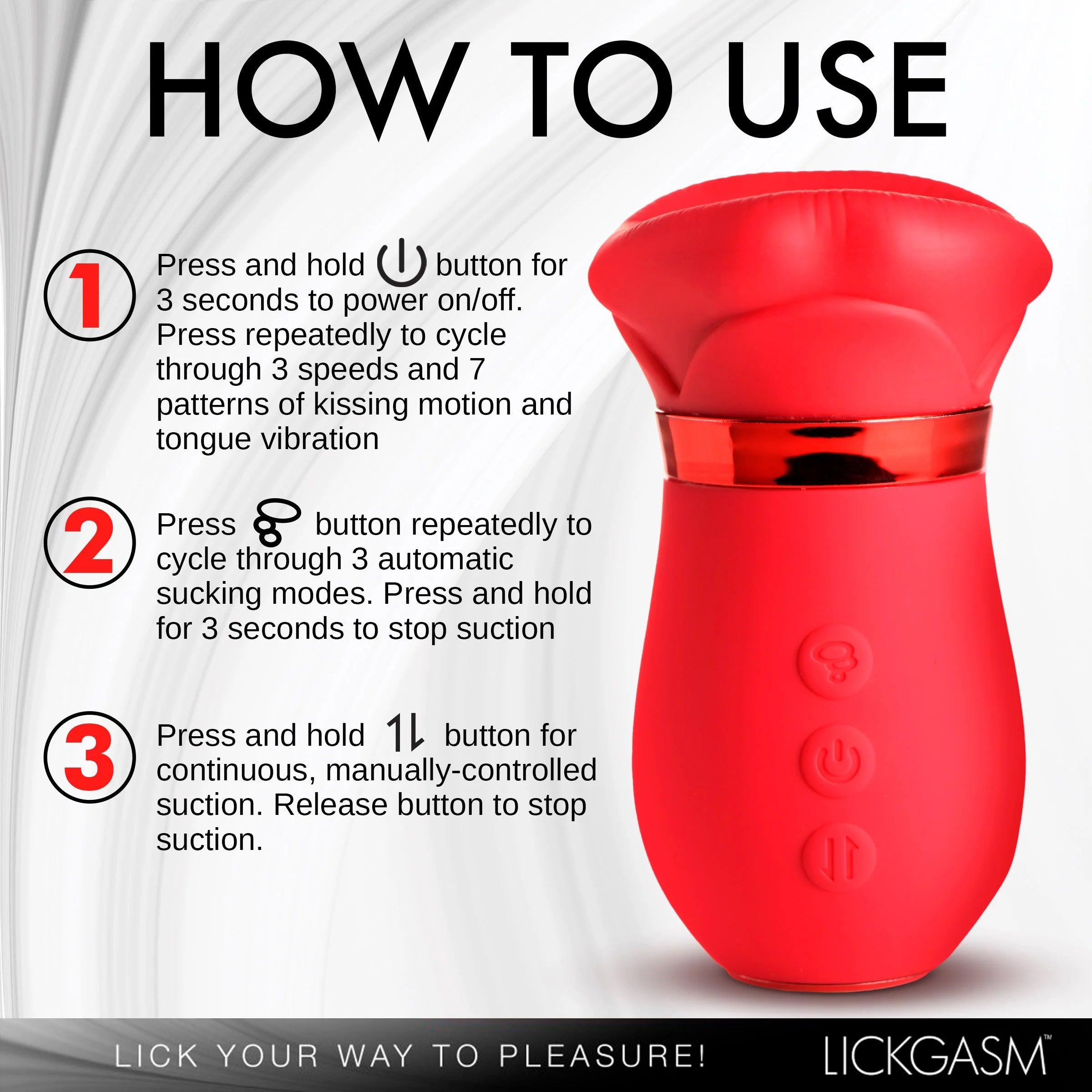 Lickgasm Kiss Me More Kissing, Sucking & Vibrating Rechargeable Silicone Clitoral Vibrator