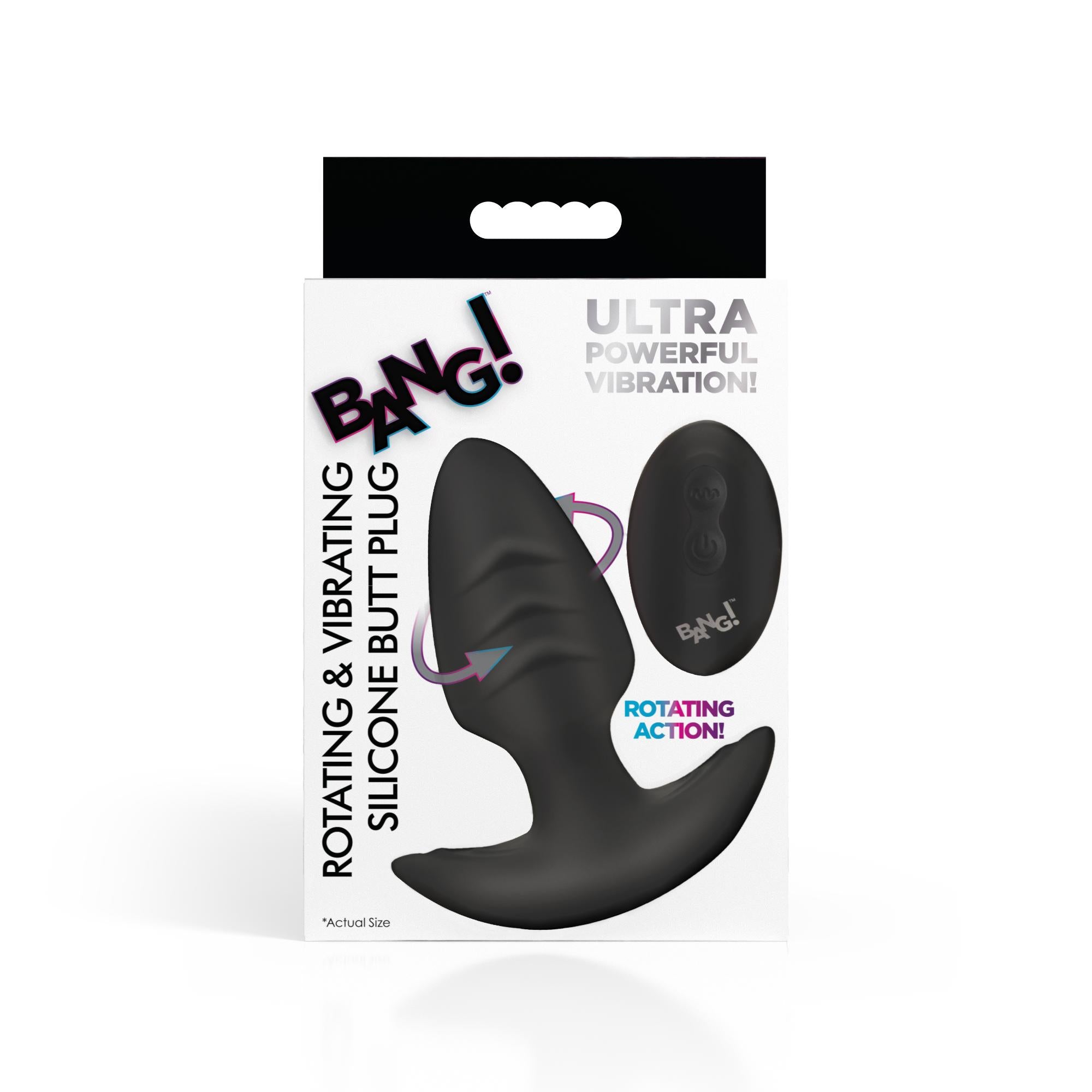 Bang! Rotating Vibrating Rechargeable Silicone Butt Plug with Remote