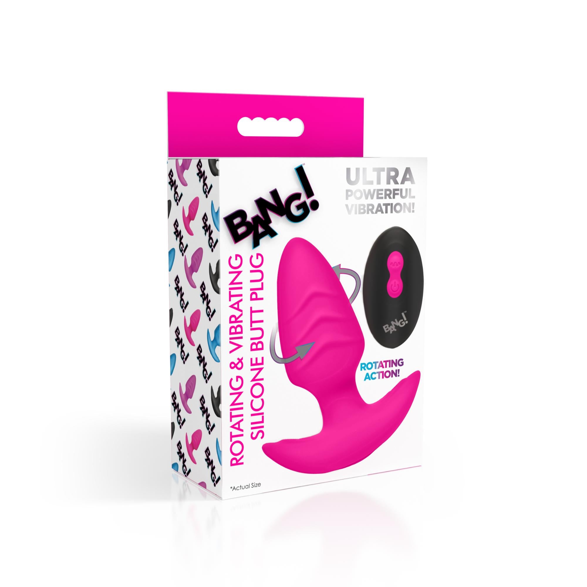 Bang! Rotating Vibrating Rechargeable Silicone Butt Plug with Remote