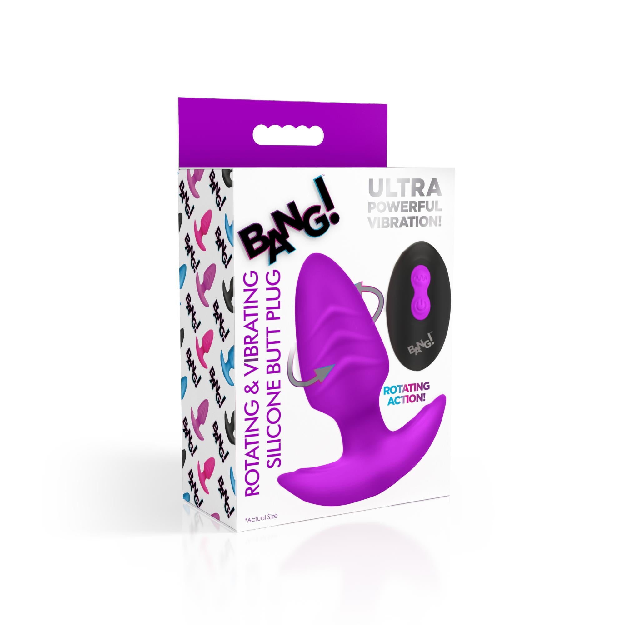 Bang! Rotating Vibrating Rechargeable Silicone Butt Plug with Remote